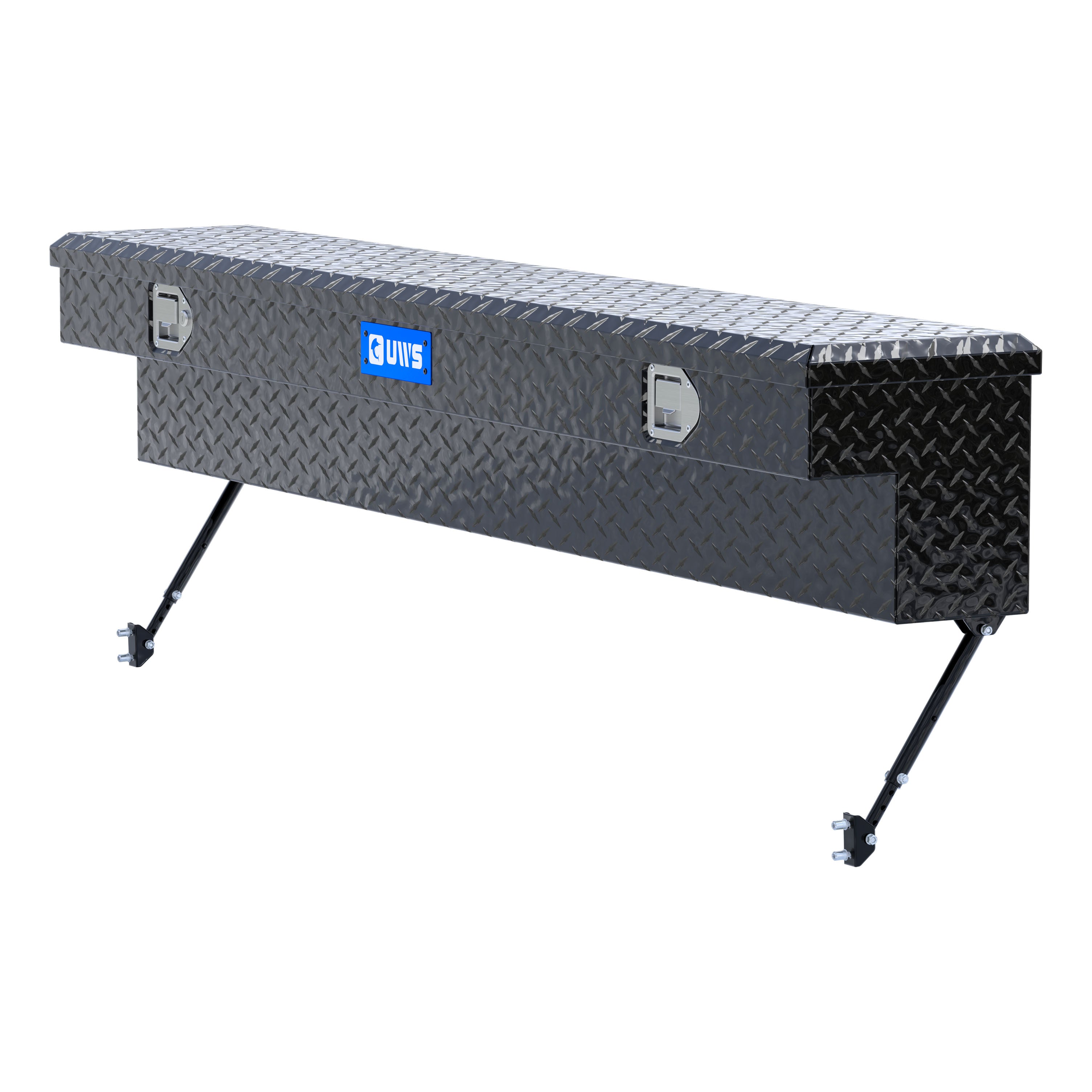 UWS EC30142-MK2 72-Inch Gloss Black Heavy-Wall Aluminum Truck Side Tool Box, RigidCore Lid, Space-Saving Legs