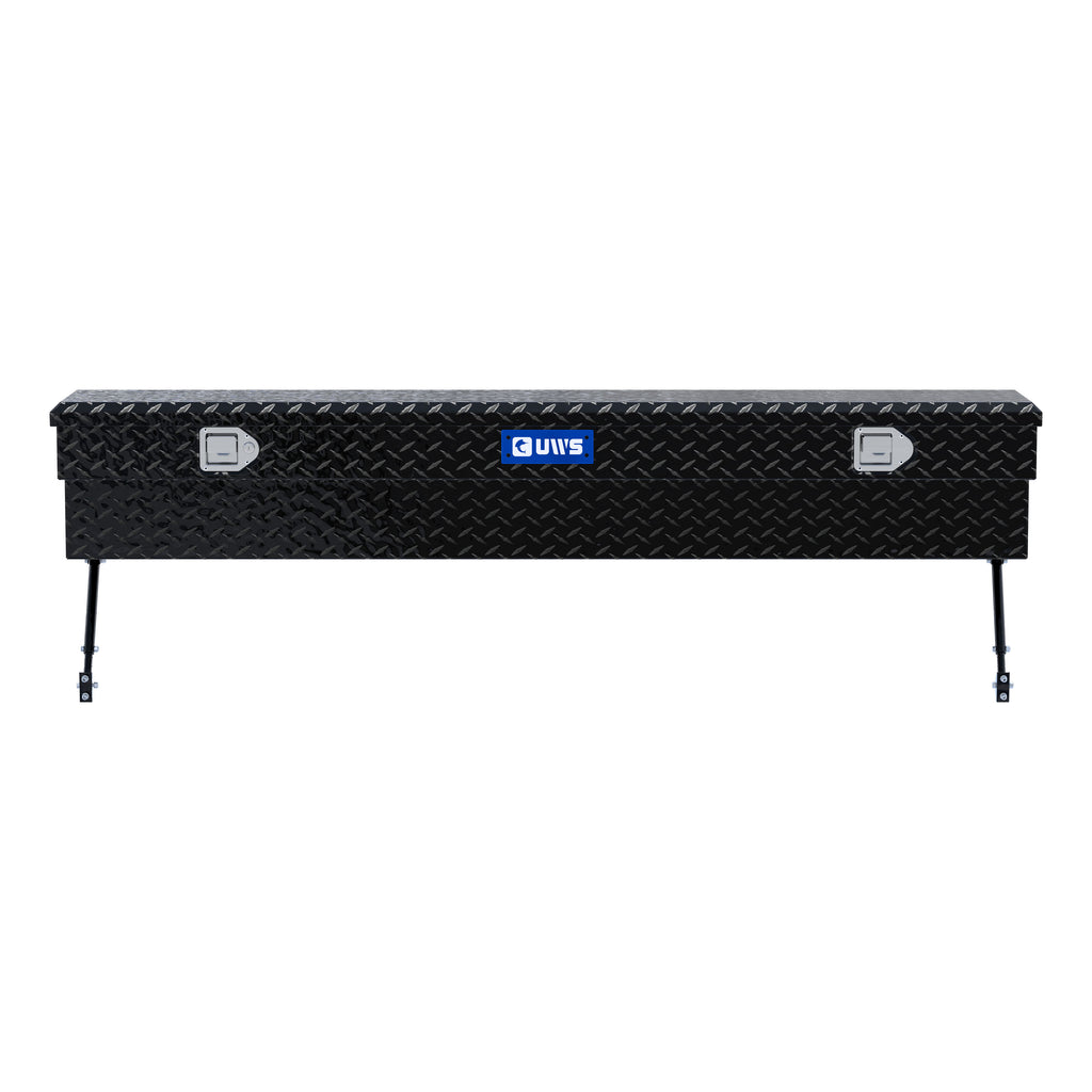 UWS EC30142-MK2 72-Inch Gloss Black Heavy-Wall Aluminum Truck Side Tool Box, RigidCore Lid, Space-Saving Legs