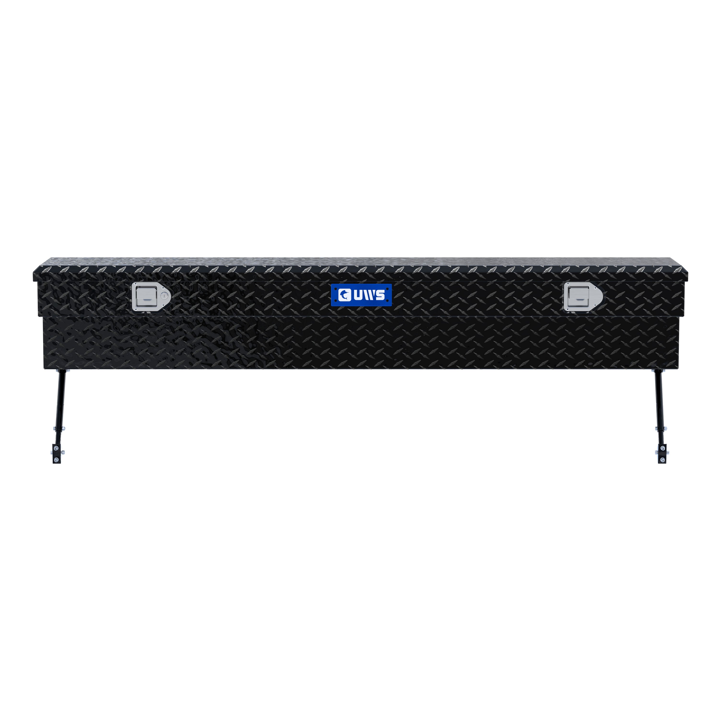 UWS EC30142-MK2 72-Inch Gloss Black Heavy-Wall Aluminum Truck Side Tool Box, RigidCore Lid, Space-Saving Legs