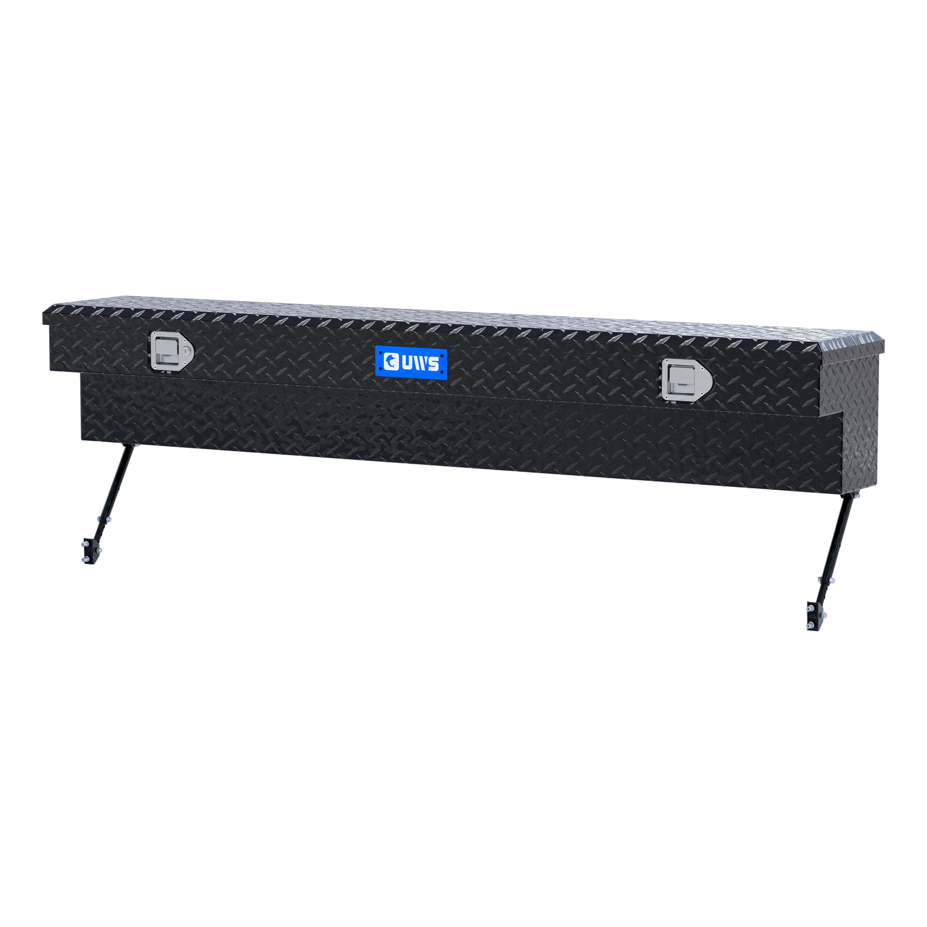 UWS EC30142-MK2 72-Inch Gloss Black Heavy-Wall Aluminum Truck Side Tool Box, RigidCore Lid, Space-Saving Legs