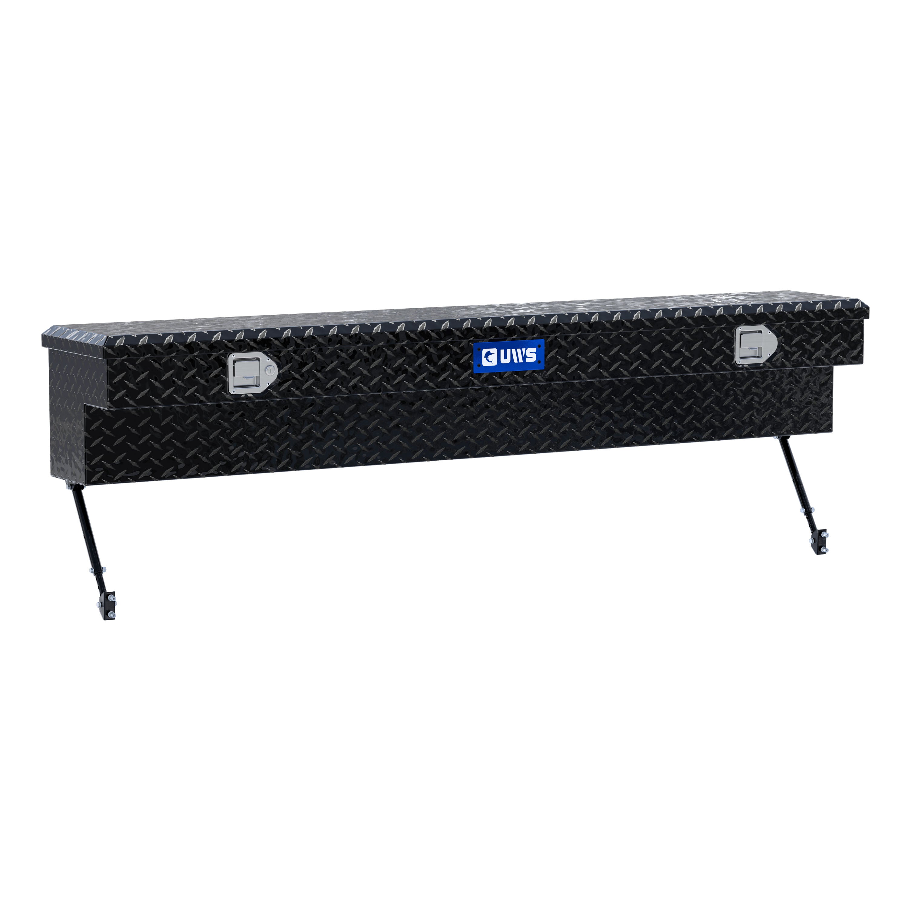 UWS EC30142-MK2 72-Inch Gloss Black Heavy-Wall Aluminum Truck Side Tool Box, RigidCore Lid, Space-Saving Legs