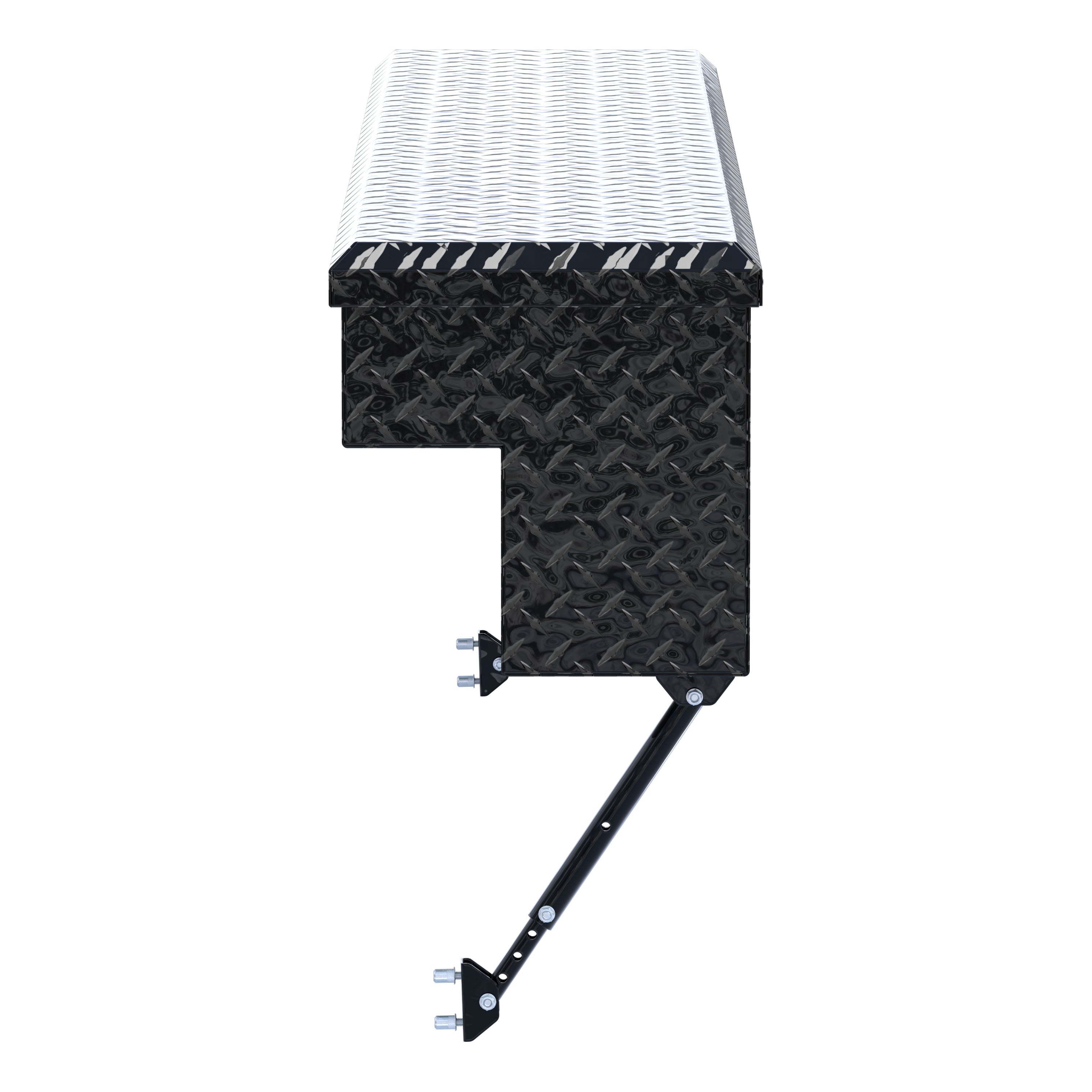 UWS EC30142-MK2 72-Inch Gloss Black Heavy-Wall Aluminum Truck Side Tool Box, RigidCore Lid, Space-Saving Legs