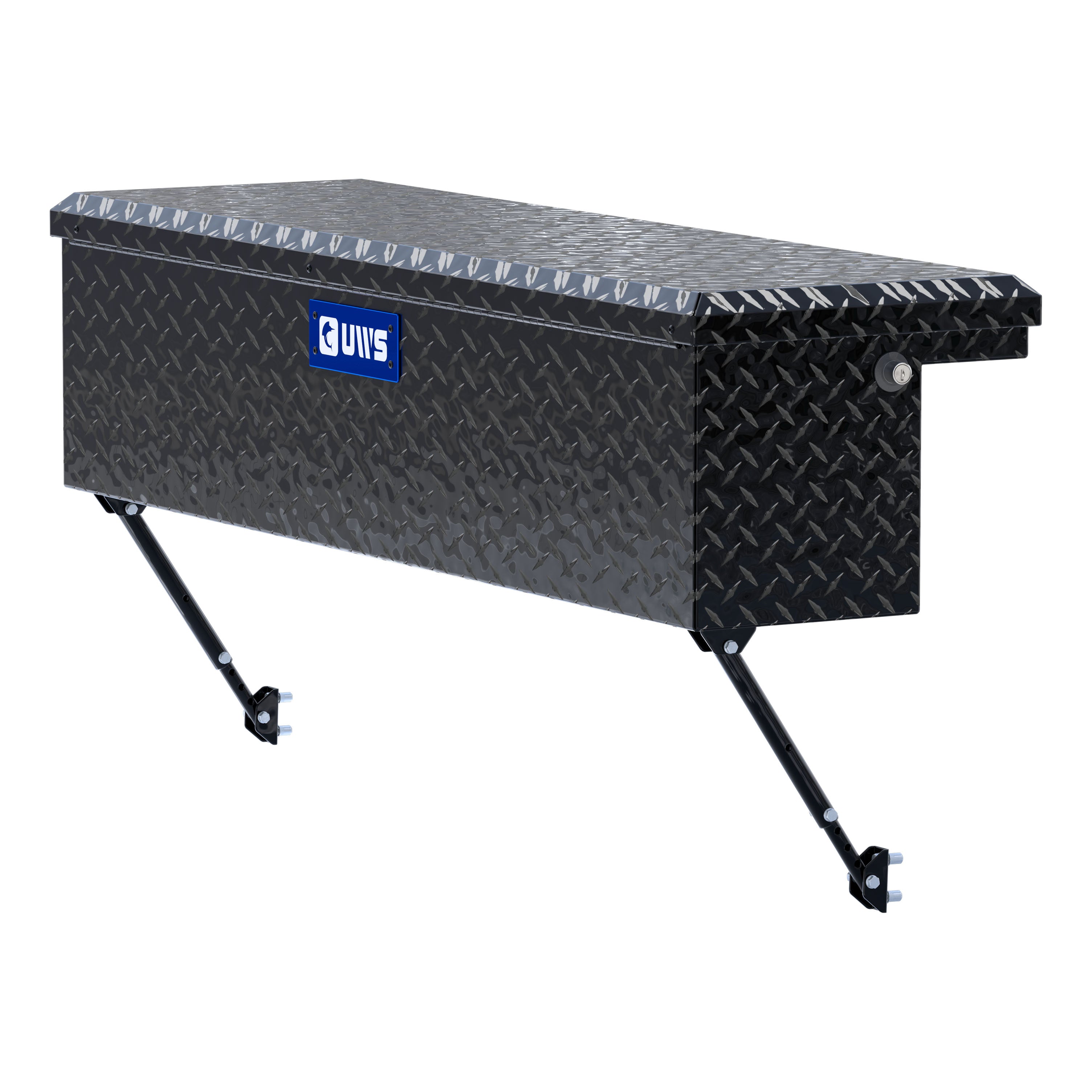 UWS EC30202-MK2 48-Inch Gloss Black Heavy-Wall Aluminum Truck Side Tool Box with Low Profile, RigidCore Lid, Space-Saving Legs