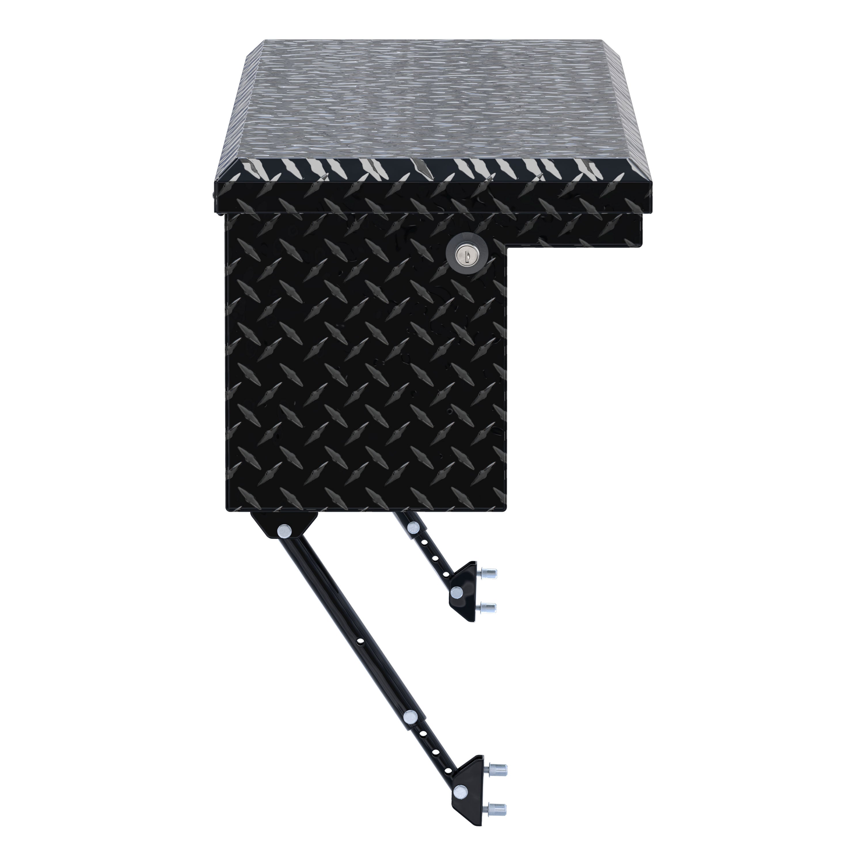 UWS EC30202-MK2 48-Inch Gloss Black Heavy-Wall Aluminum Truck Side Tool Box with Low Profile, RigidCore Lid, Space-Saving Legs