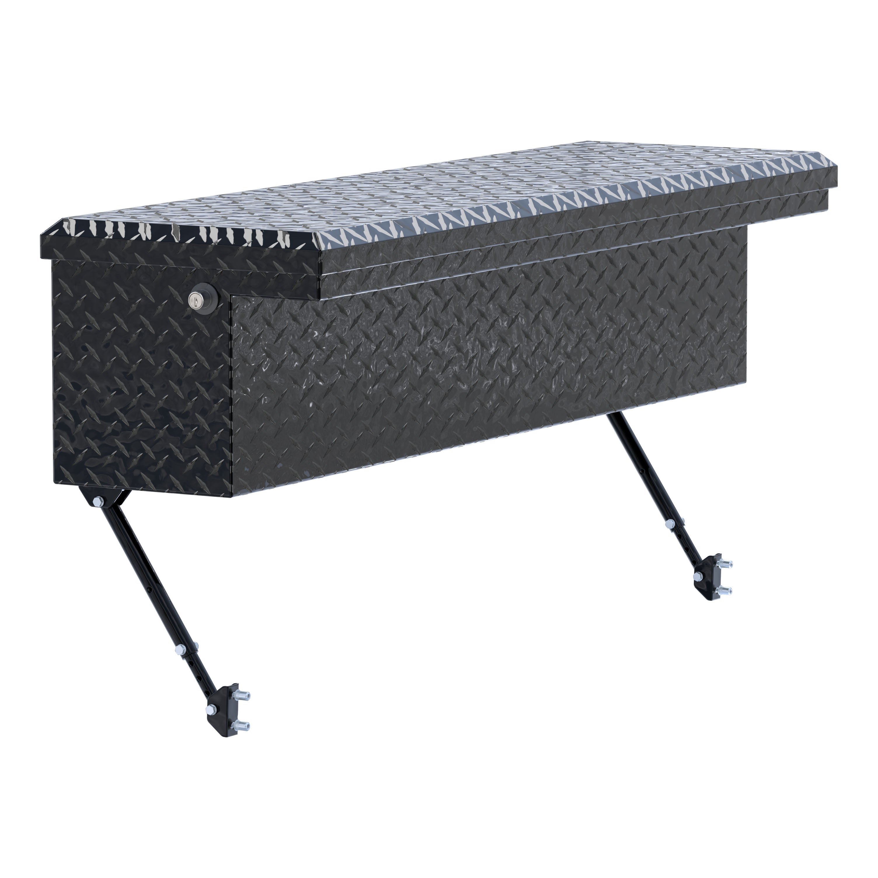 UWS EC30202-MK2 48-Inch Gloss Black Heavy-Wall Aluminum Truck Side Tool Box with Low Profile, RigidCore Lid, Space-Saving Legs