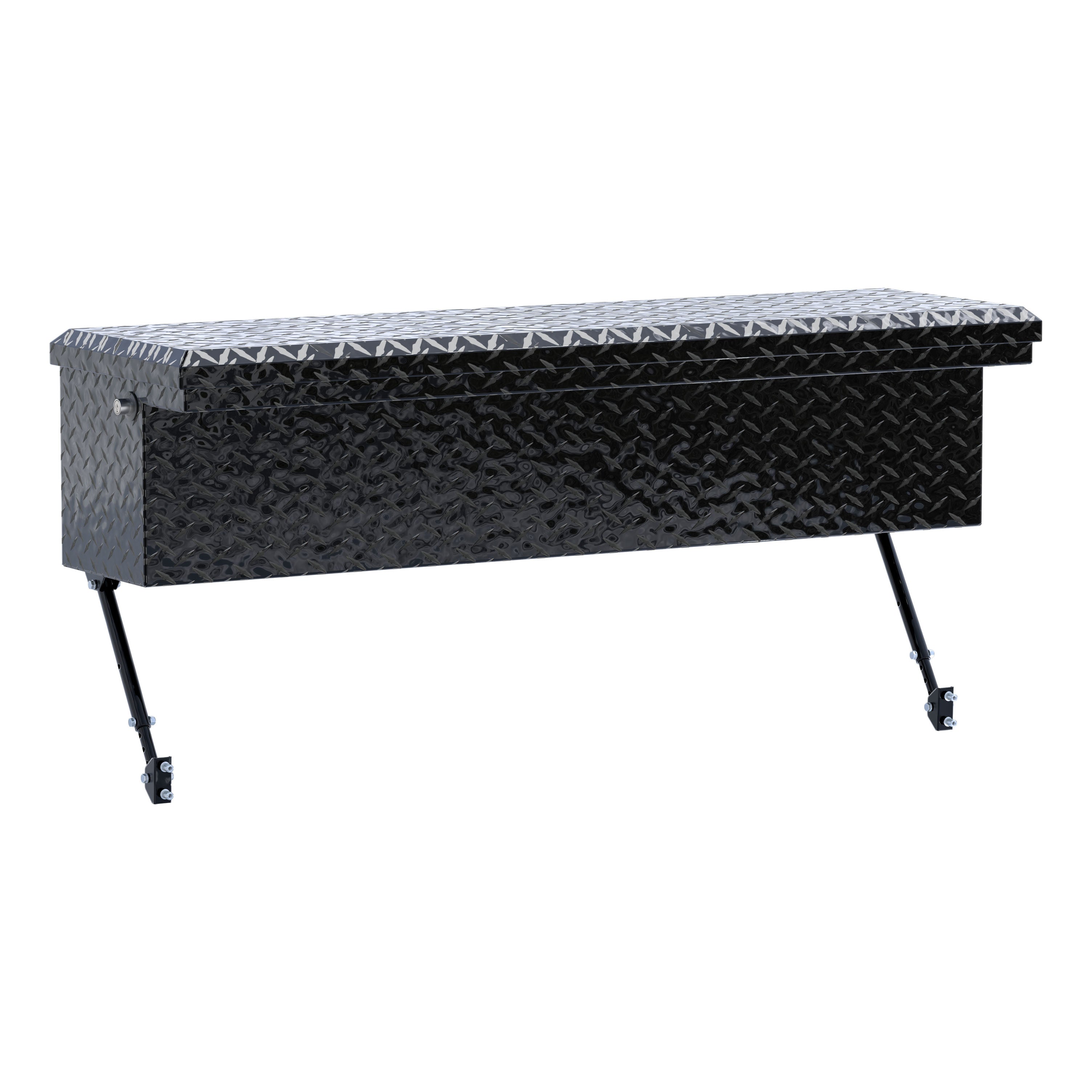 UWS EC30202-MK2 48-Inch Gloss Black Heavy-Wall Aluminum Truck Side Tool Box with Low Profile, RigidCore Lid, Space-Saving Legs