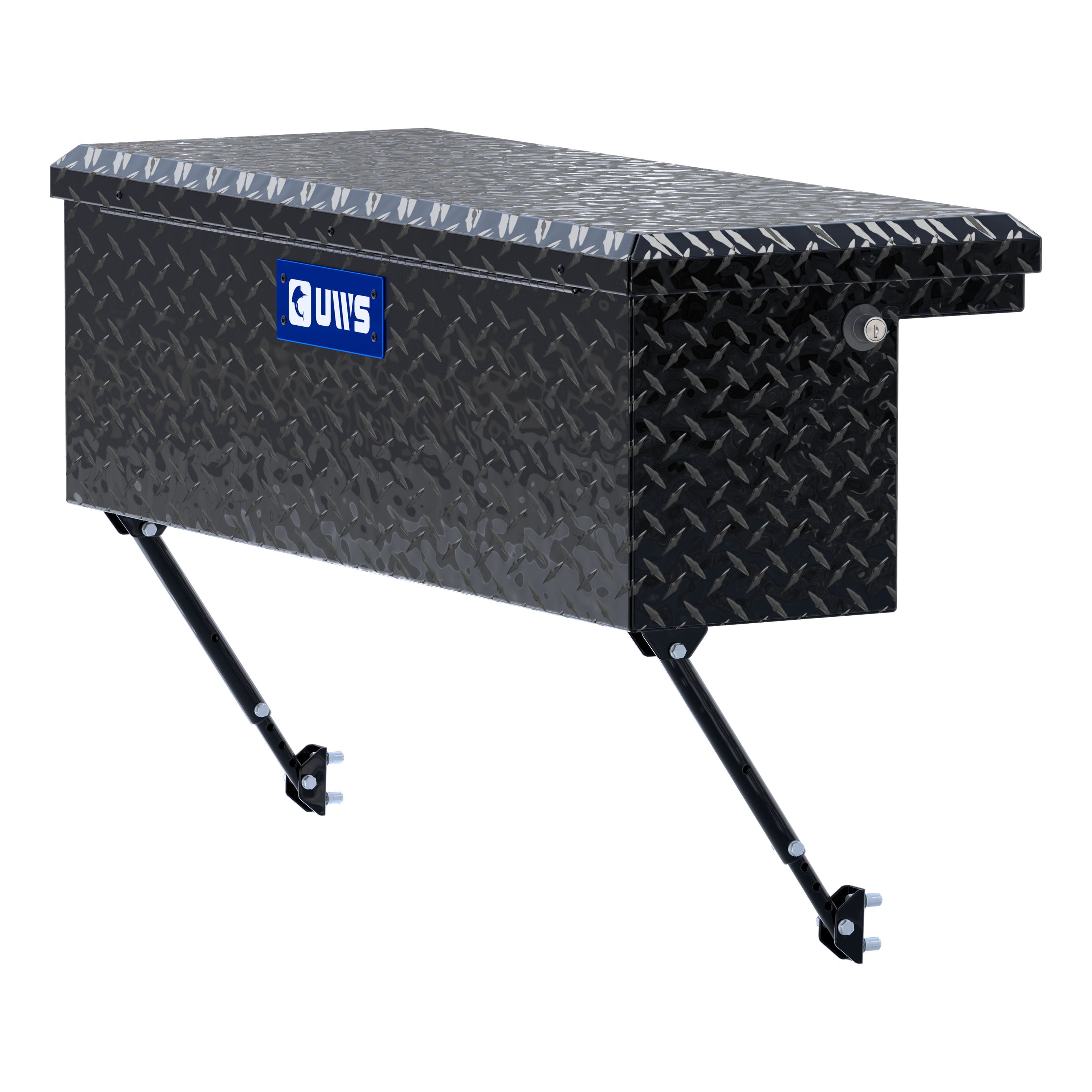 UWS EC30362-MK2 36-Inch Gloss Black Heavy-Wall Aluminum Truck Side Tool Box with Low Profile, RigidCore Lid, Space-Saving Legs