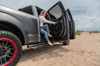 Nerf Step Bar Wheel-to-Wheel with Bed Access (3 Steps per Side) 3 Inch Main Tube Diameter 2015-2025 Ford F-150 6 Foot 7 Inch Bed SuperCrew Textured Black NFab