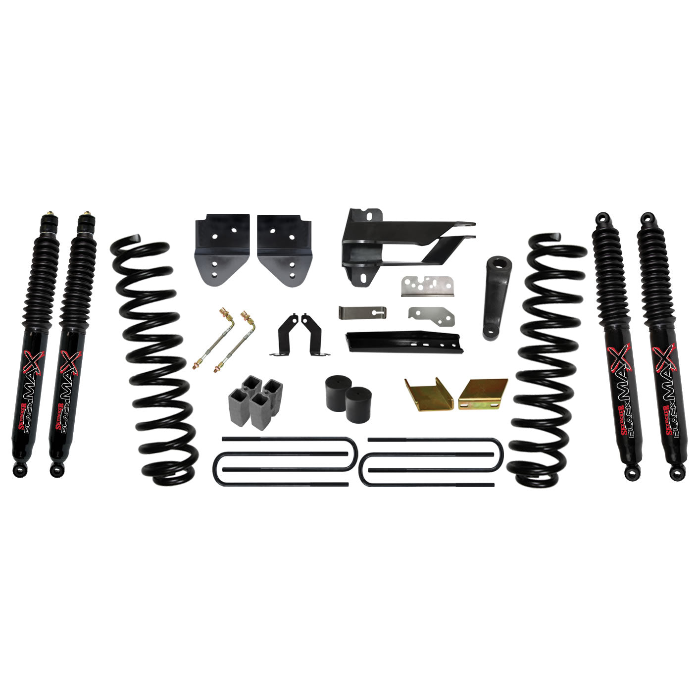 Suspension Lift Kit w/Shock 6 Inch Lift 17-19 Ford F-350 Super Duty Incl. Front Coil Springs Blocks U-bolts Bump Stop Spacers Radius Arm/Sway Bar/Track Bar Relocation Brackets Nitro Shocks Skyjacker