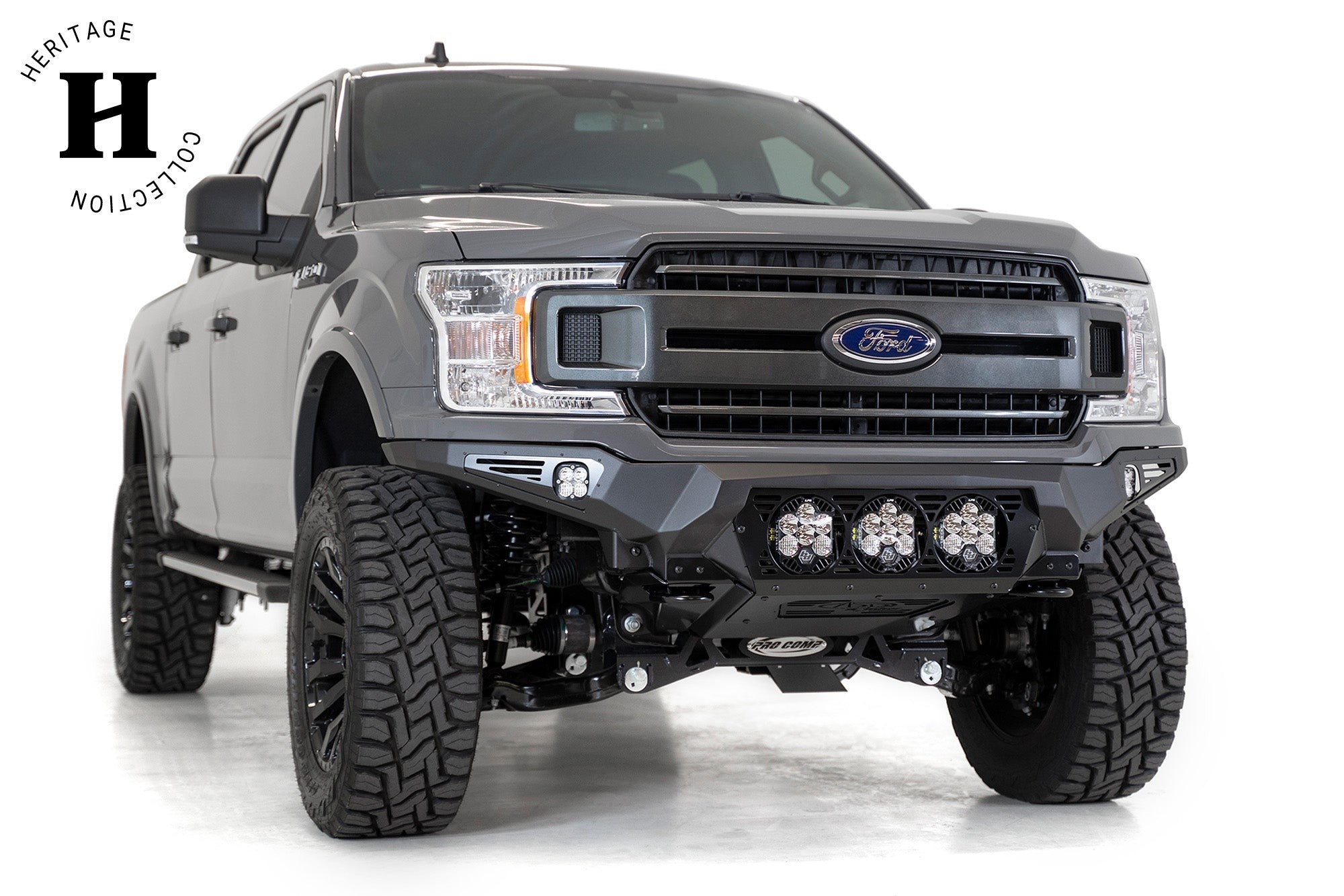 2018-2020 Ford F-150 Bomber Front Bumper Mounts for 3 Baja Designs LP6 Round Lights Addictive Desert Designs