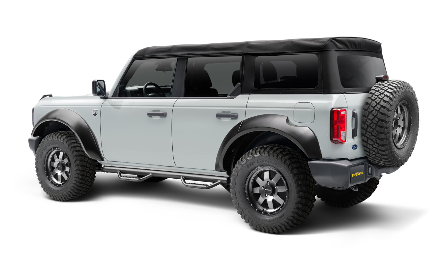 Nerf Step Bar Cab Length (2 Steps per Side) 21-25 Ford Bronco 4 Dr Textured Black NFab