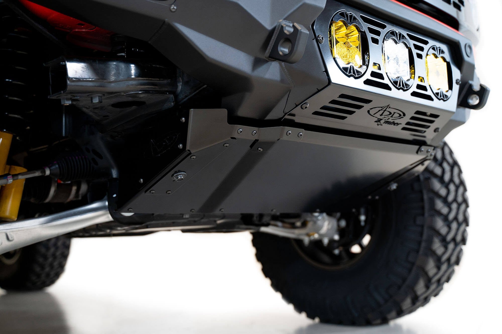 2021+ Ford Bronco Bomber Front Bumper Mounts for Three Baja Designs LP4 Lights Addictive Desert Designs