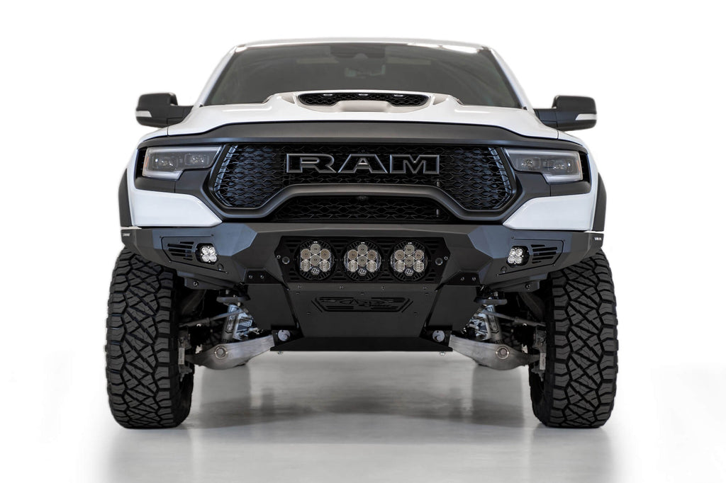 2021-2024 RAM 1500 TRX Bomber Front Bumper Mounts for 3 Baja Designs LP6 round lights Addictive Desert Designs
