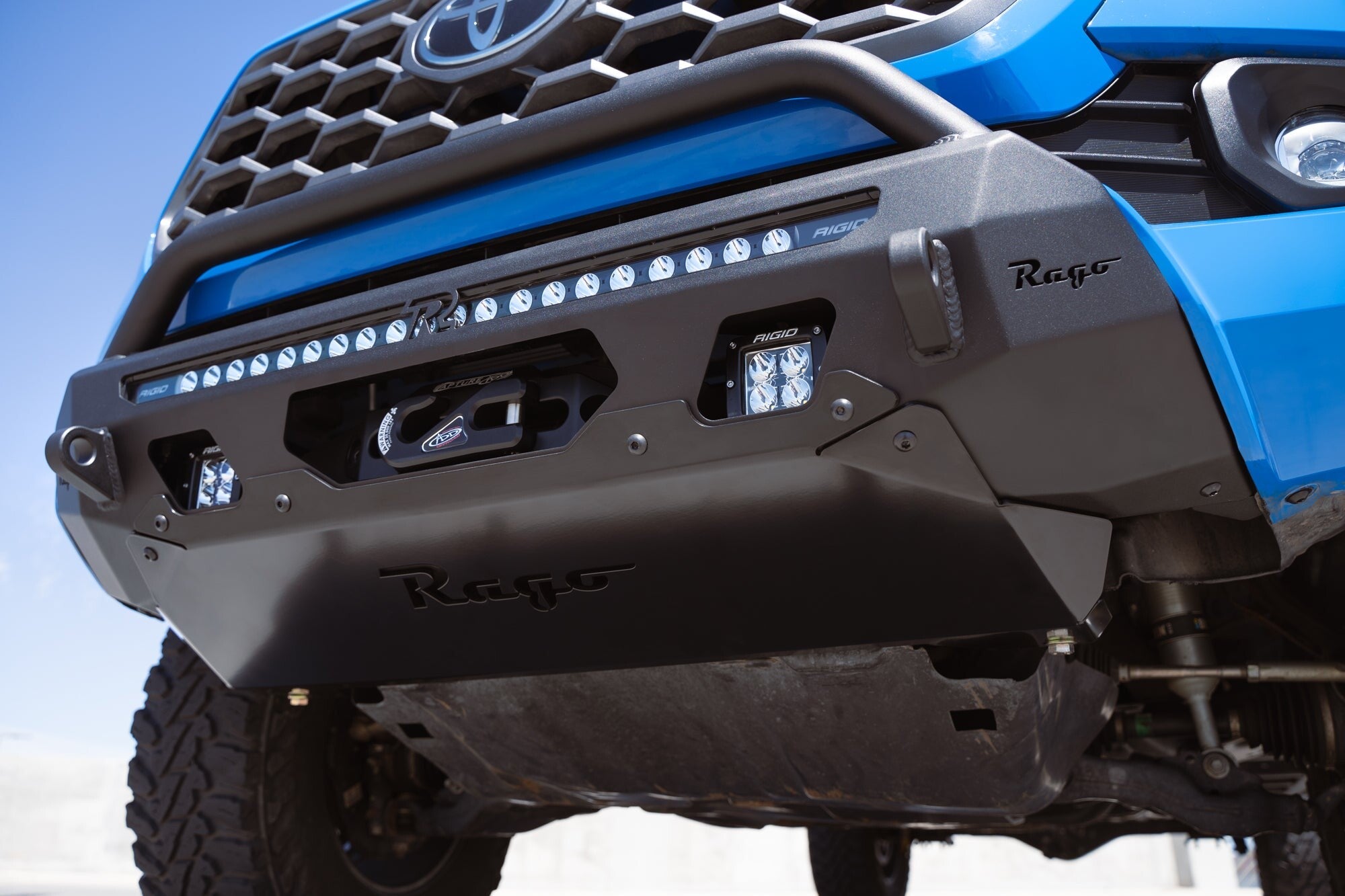 2016-2023 Toyota Tacoma Center Mount Winch Front Bumper w/ Top Hoop Rago Fabrication