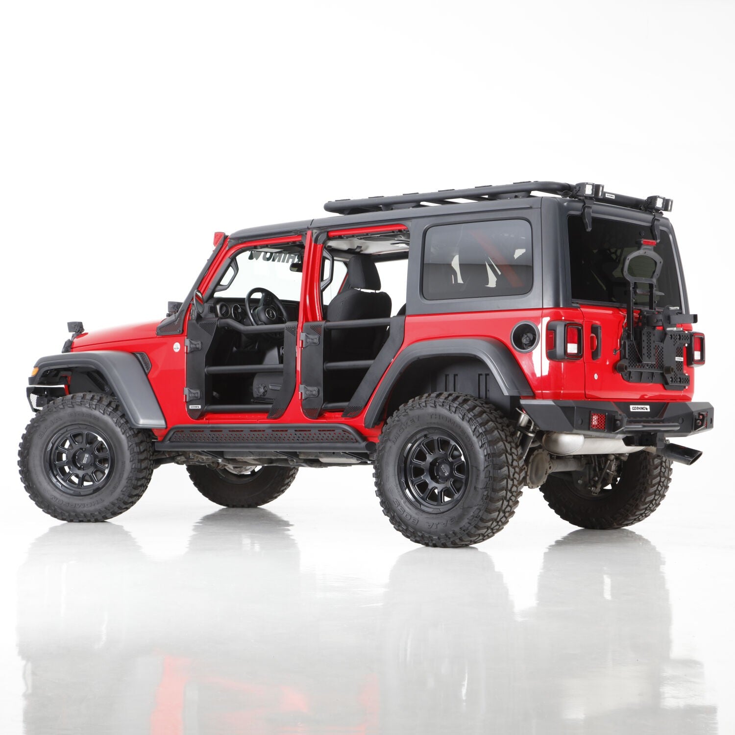 Frame Mounted Steel Rock Sliders Textured Black 18-Up Jeep Wrangler JL 4 Door Go Rhino