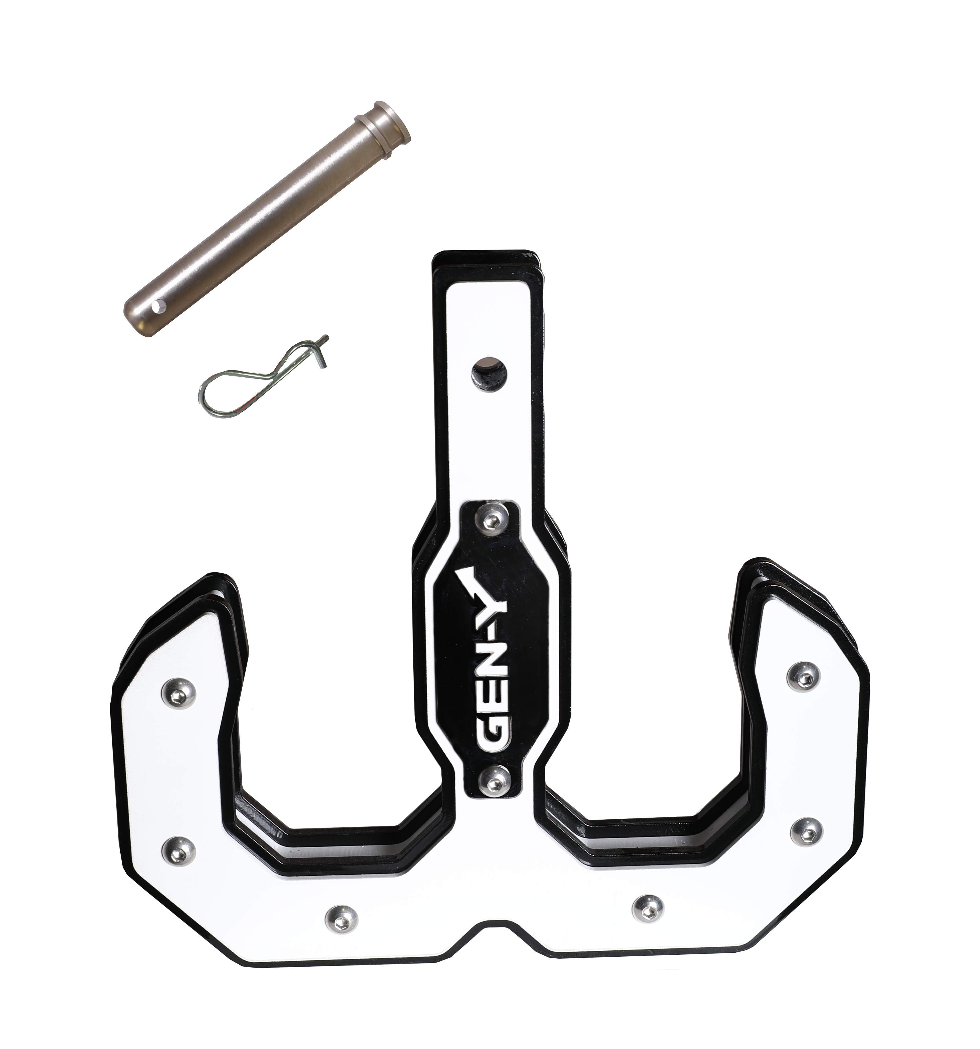 GEN-Y Hitch Hulk 2.0 16K Tow Hook 2" Shank Black/White with Pin & Clip