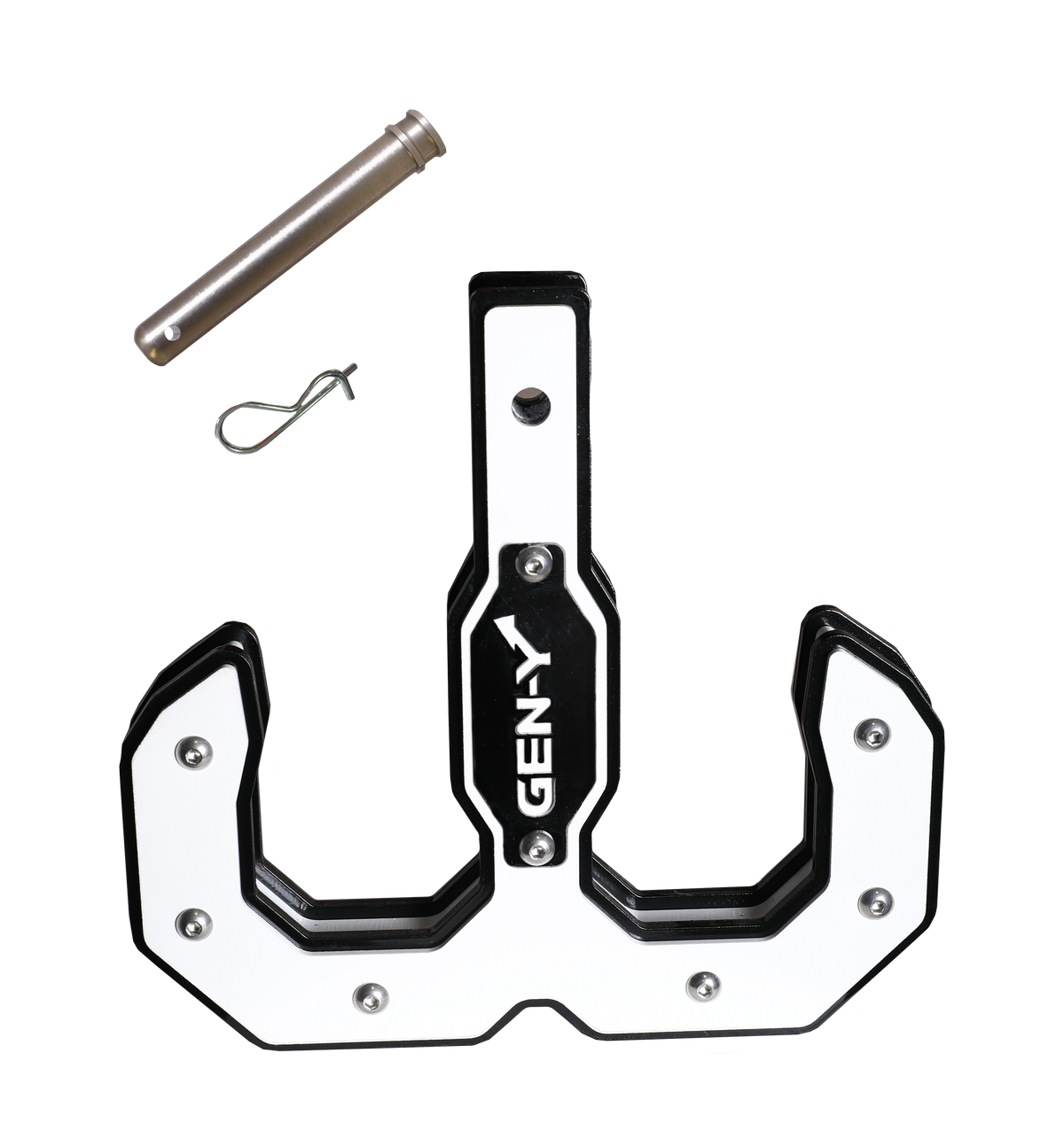 GEN-Y Hitch Hulk 2.0 16K Tow Hook 2" Shank Black/White with Pin & Clip