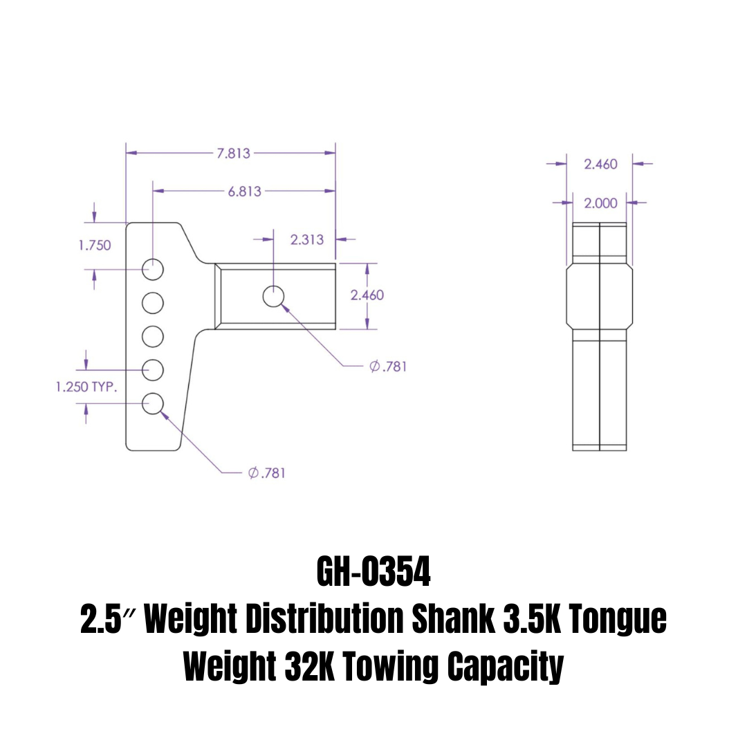 GEN-Y Hitch 2.5" Weight Distribution Shank 3.5K TW 32K Towing