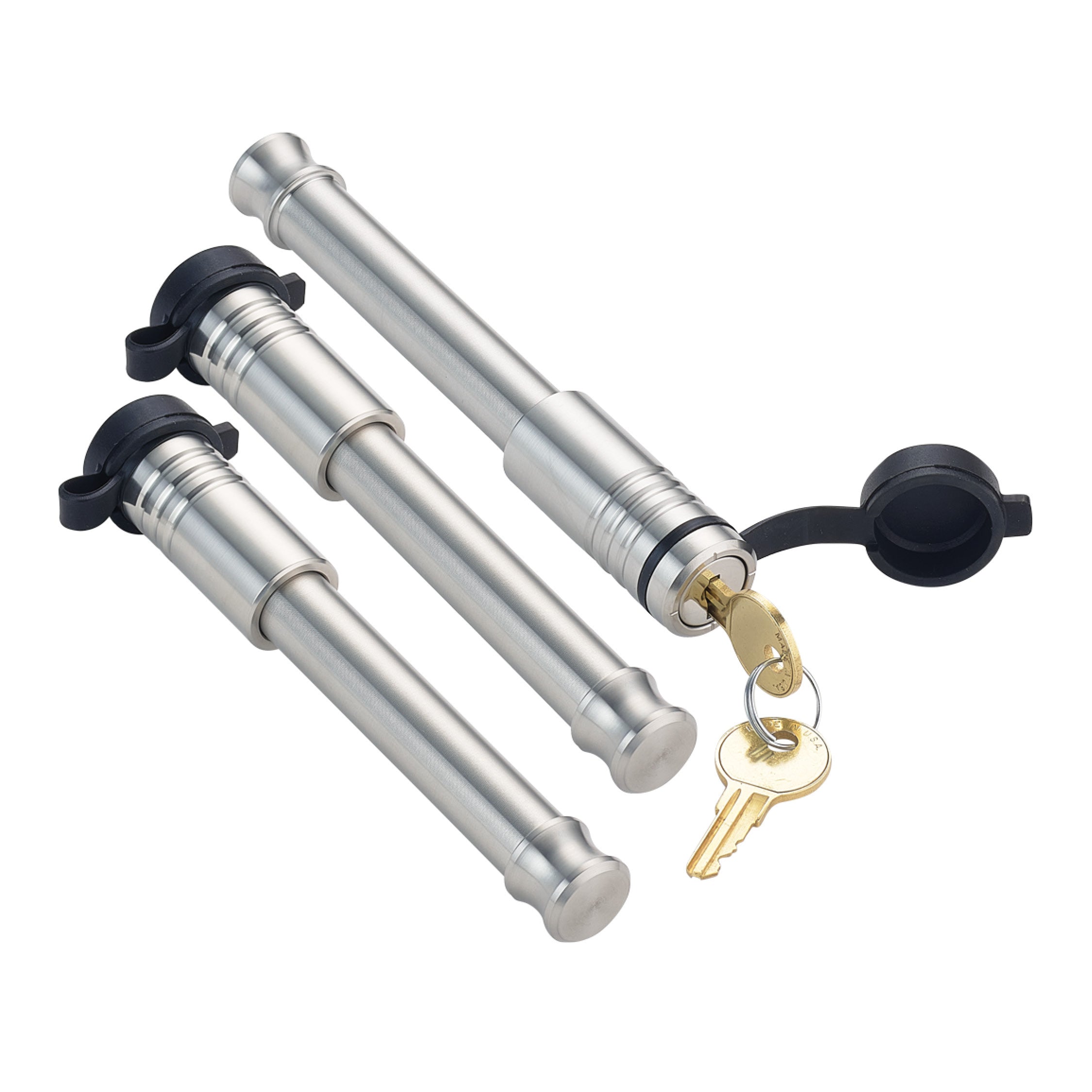 GEN-Y Hitch 3 Pack Mixed - (2) 5/8"x 3-1/8" Span Hitch Locks & (1) 5/8" x 3-1/8" Span 2.5" Receiver Lock - 6 Keys Included Fitment: Phantom 5K - Phantom-X 7K & 16K - Mega Duty 10K & 16K - Boss 10K & 16K - Glyder 7K