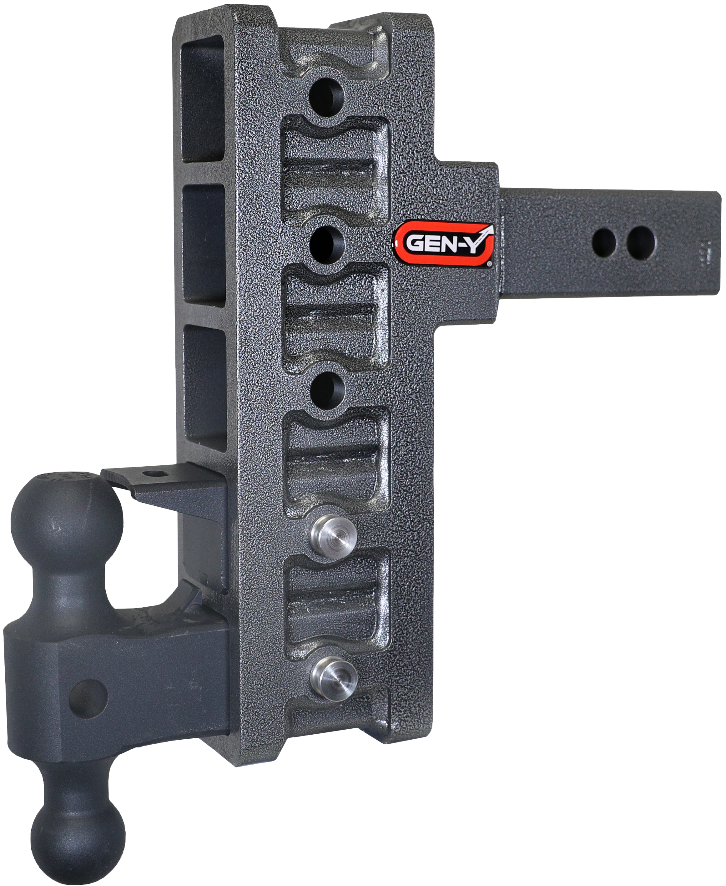 GEN-Y Hitch MEGA-DUTY 2.5" Offset Shank 3" Rise 9" Drop 3.5K TW 32K Hitch & Dual-Ball & Pintle Lock
