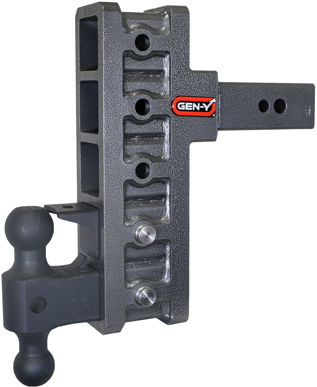 GEN-Y Hitch MEGA-DUTY 2.5" Offset Shank 3" Rise 9" Drop 3.5K TW 32K Hitch & Dual-Ball & Pintle Lock