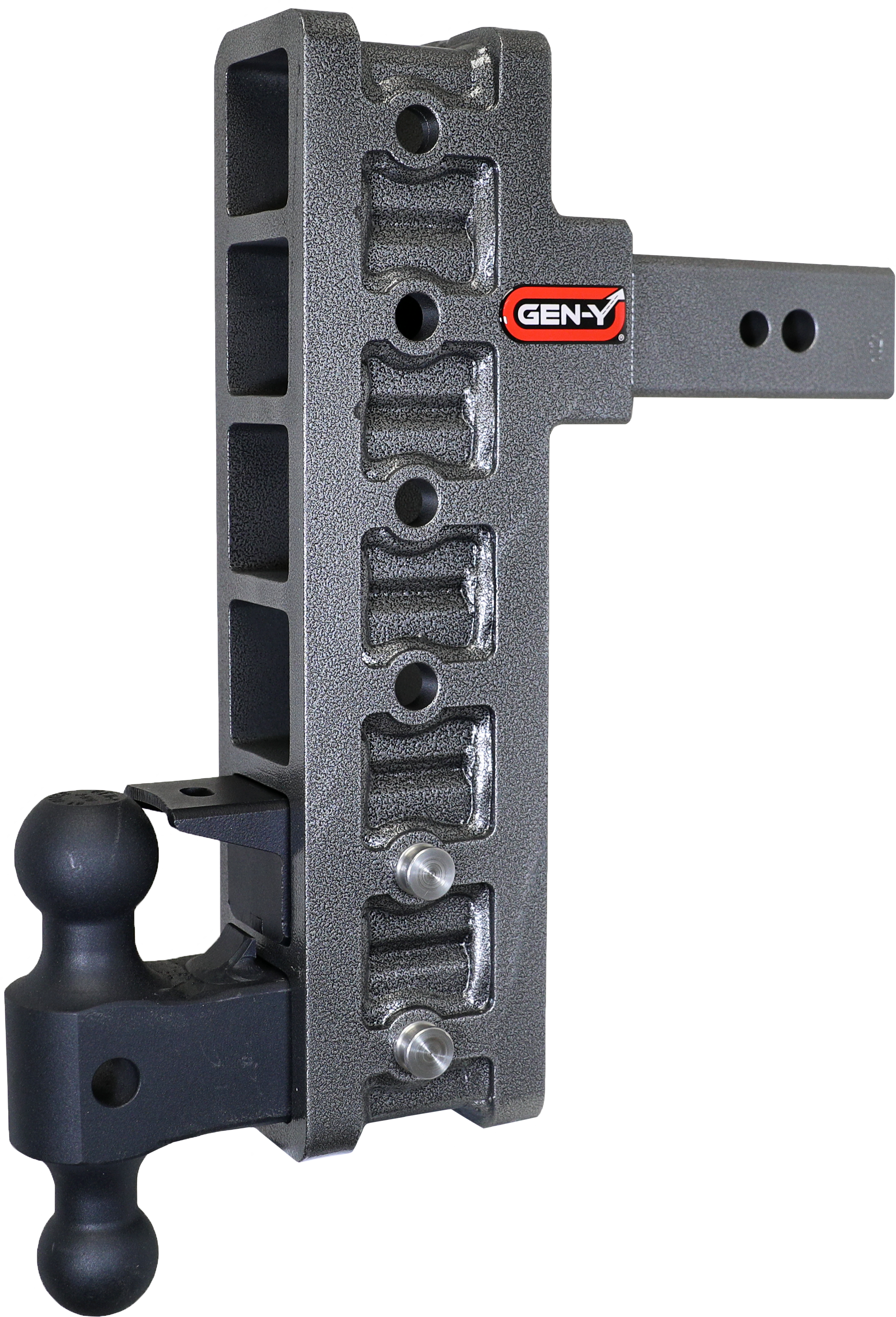 GEN-Y Hitch MEGA-DUTY 2.5" Offset Shank 3" Rise 12" Drop 3.5K TW 32K Hitch & Dual-Ball & Pintle Lock