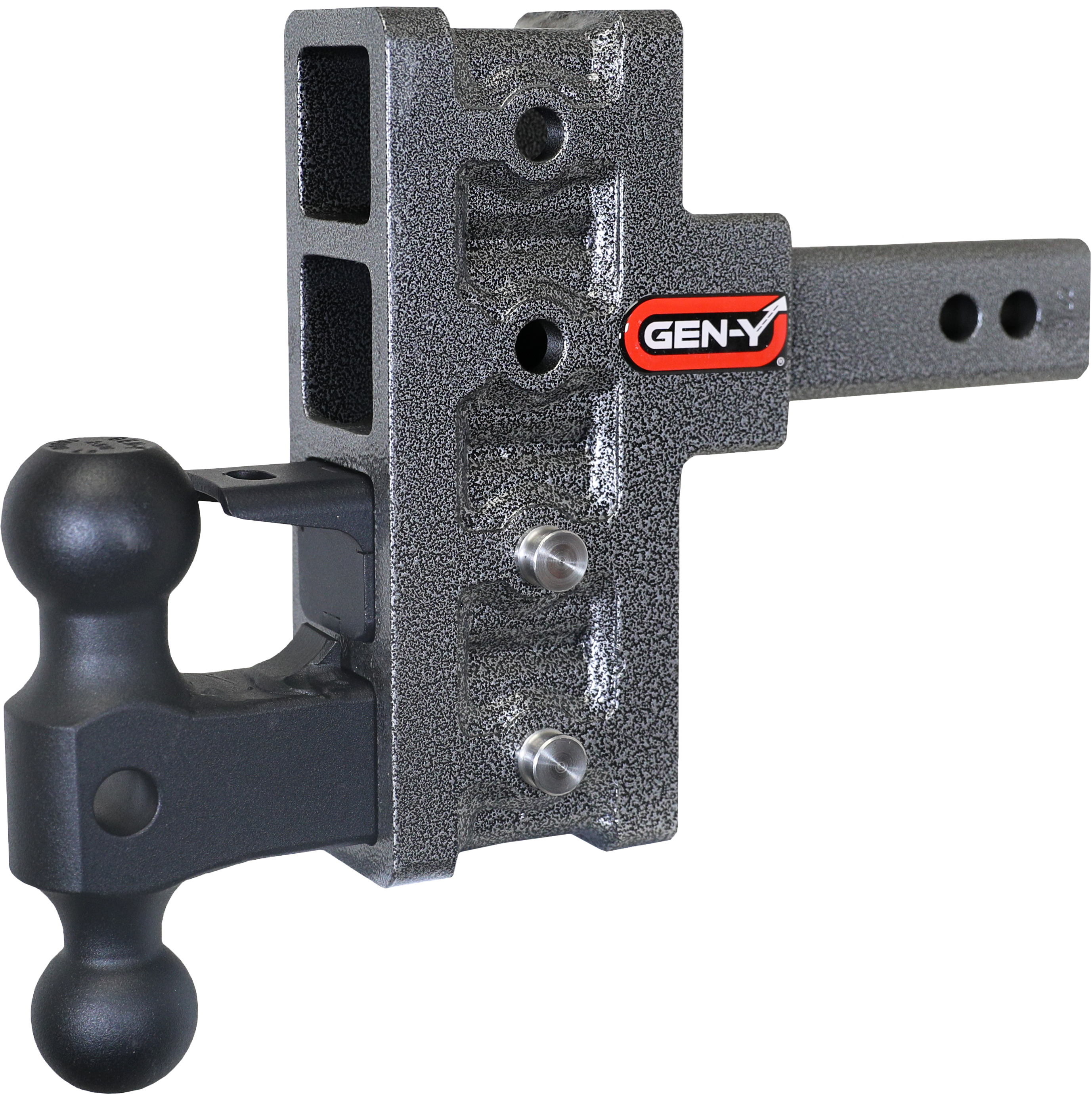 GEN-Y Hitch MEGA-DUTY 2" Offset Shank 2.5 Rise 5" Drop 2K TW 16K Hitch & Dual-Ball & Pintle Lock