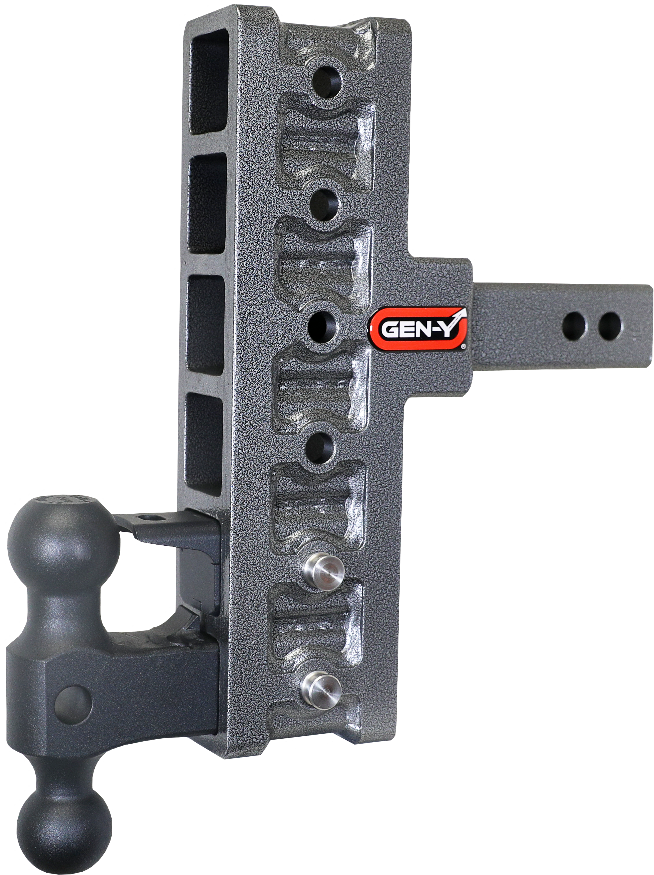 GEN-Y Hitch MEGA-DUTY 2" Offset Shank 5" Rise 7.5" Drop 2K TW 16K Hitch & Dual-Ball & Pintle Lock