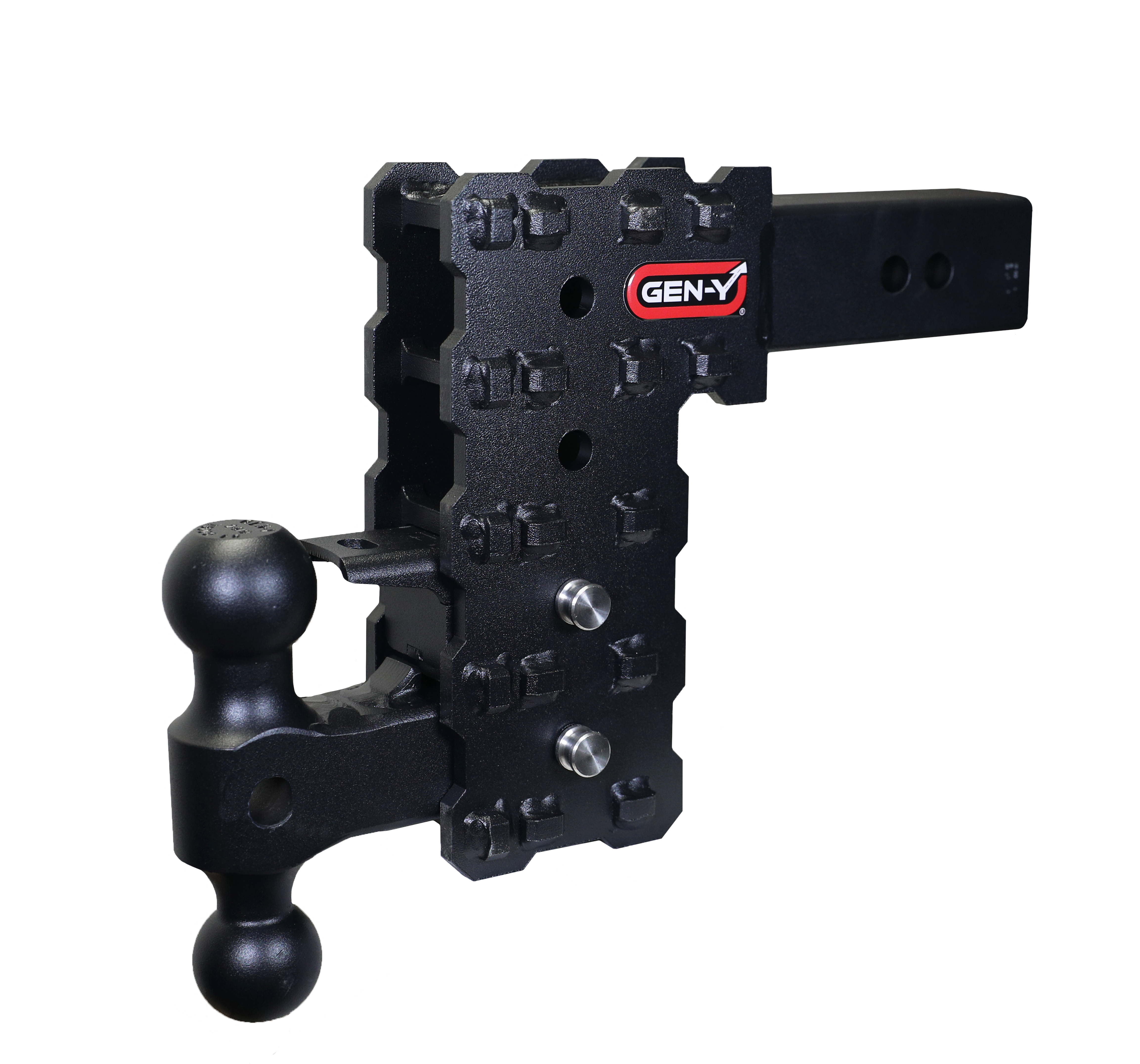 GEN-Y Hitch PHANTOM 2.5" Solid Shank 7.5" Drop 1.6K TW 16K Hitch & Dual-Ball & Pintle Lock.