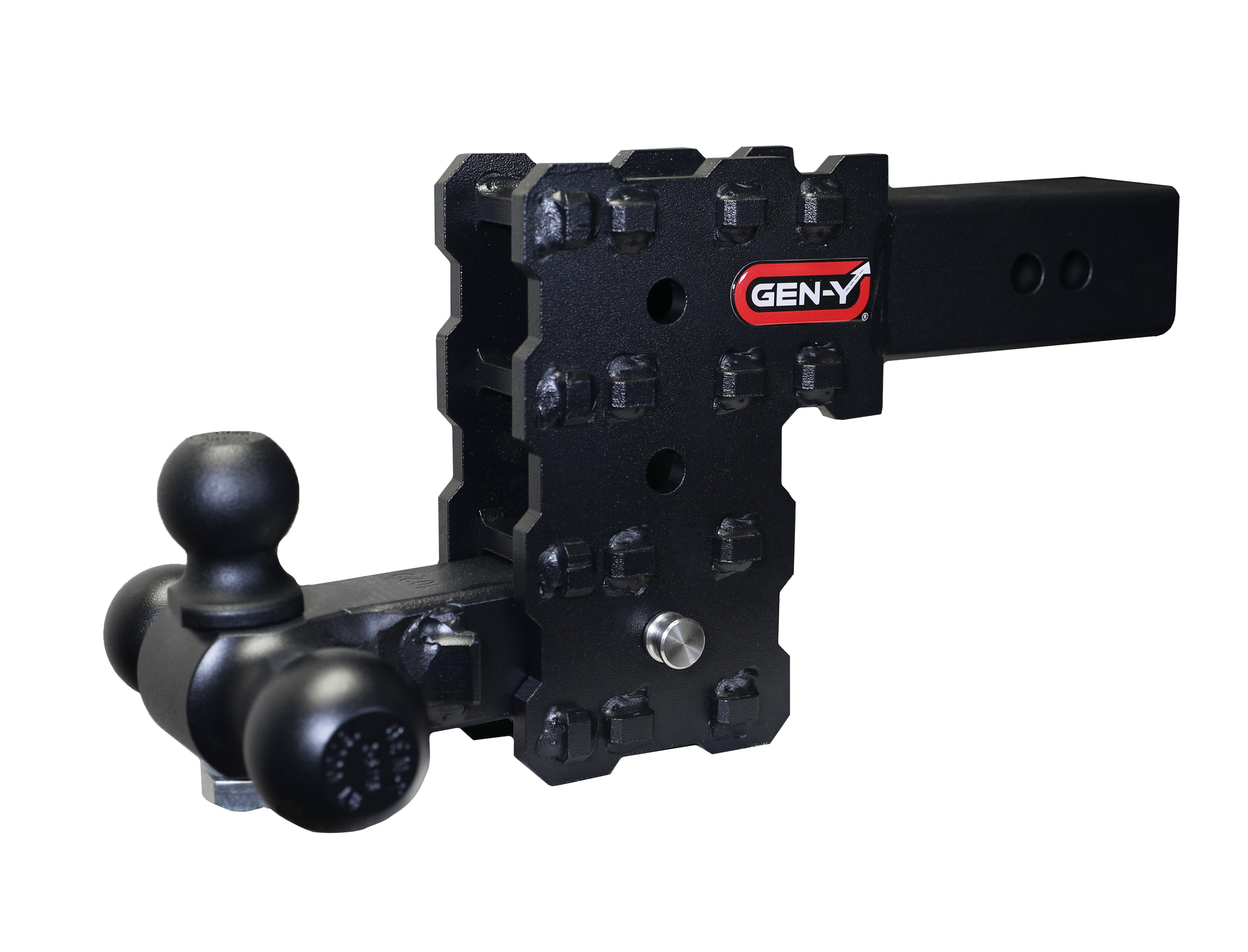 GEN-Y Hitch PHANTOM-X 2.5" Solid Shank 5" Drop 1.6K TW 16K Hitch & Tri-Ball Mount.