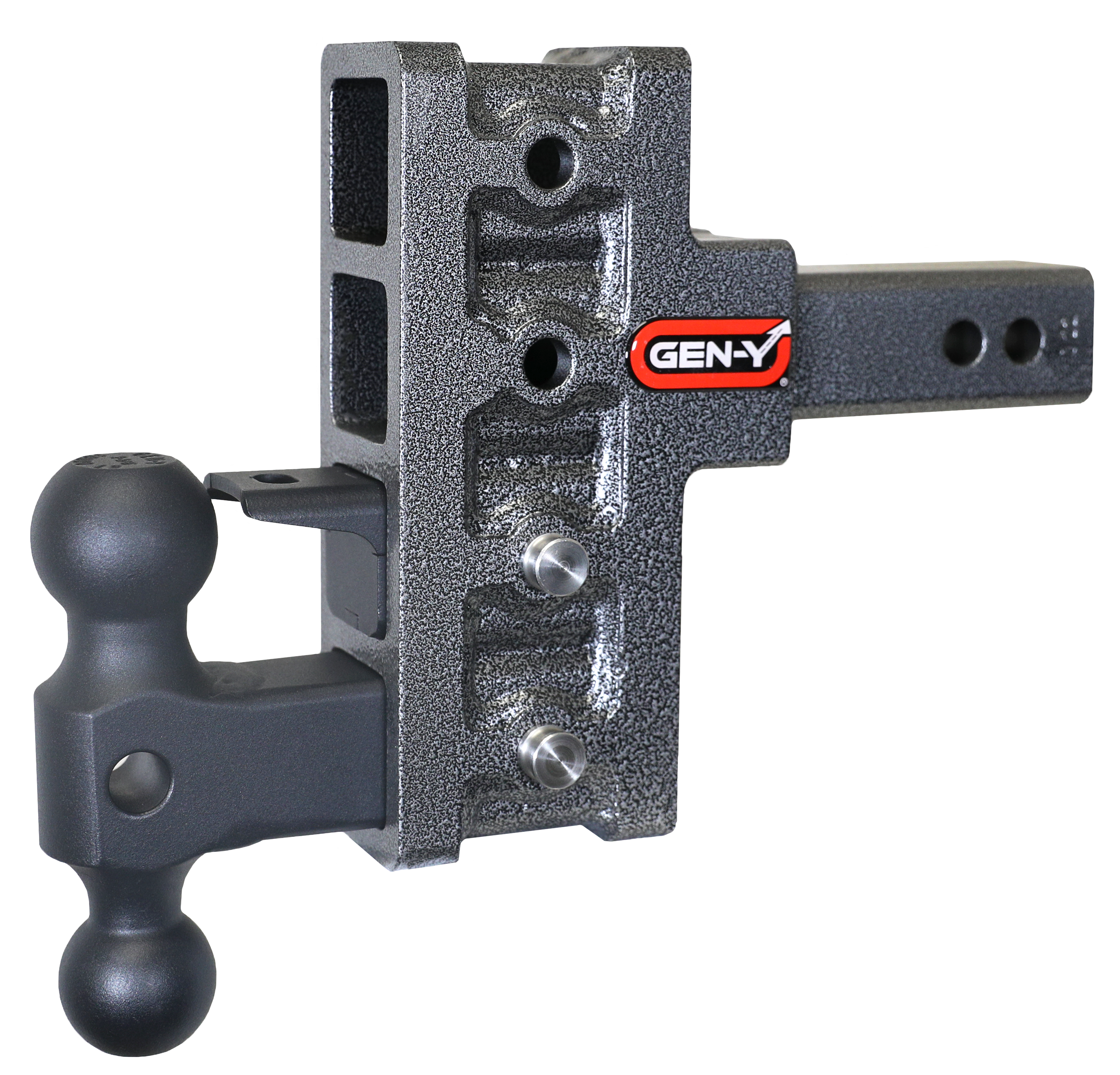 GEN-Y Hitch MEGA-DUTY 2" Offset Shank 2.5 Rise 5" Drop 1.5K TW 10K Hitch & Dual-Ball & Pintle Lock
