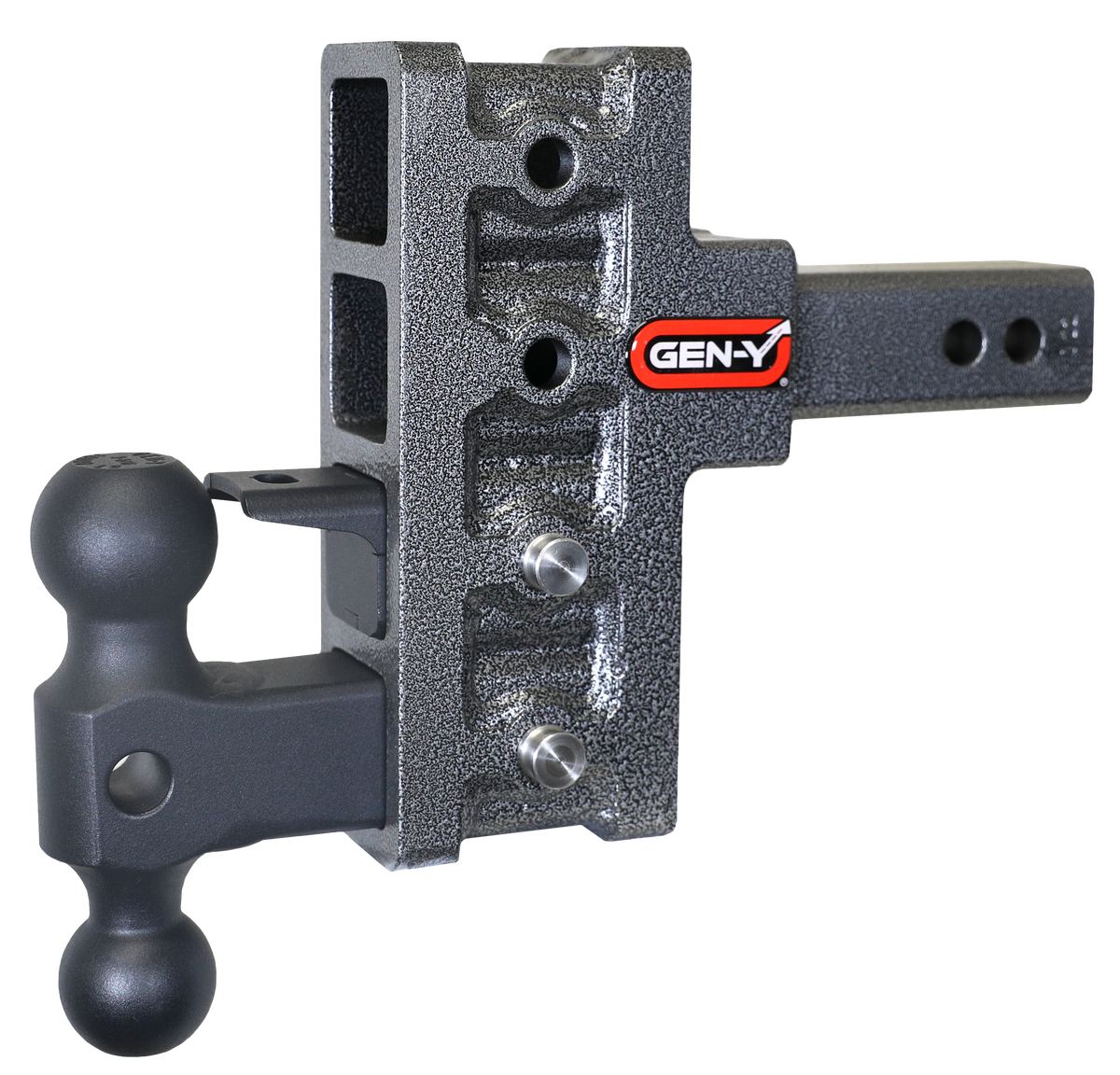 GEN-Y Hitch MEGA-DUTY 2" Offset Shank 2.5 Rise 5" Drop 1.5K TW 10K Hitch & Dual-Ball & Pintle Lock