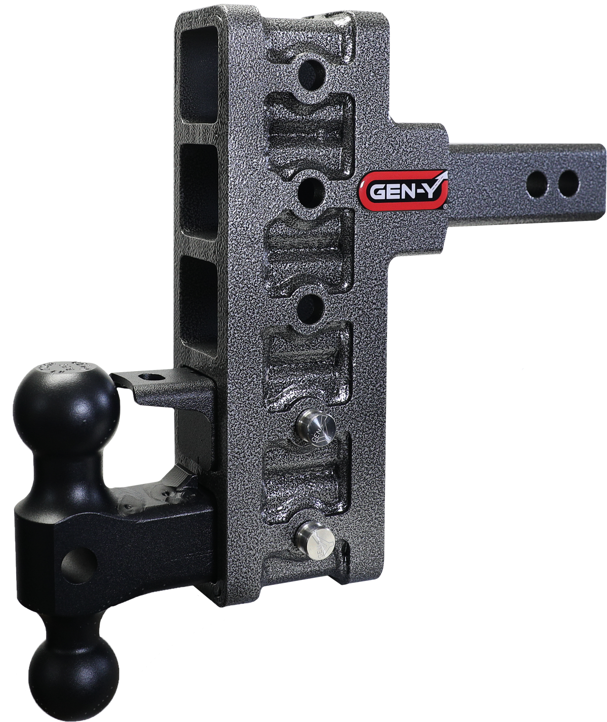 GEN-Y Hitch MEGA-DUTY 2" Offset Shank 2.5" Rise 7.5" Drop 2K TW 10K Hitch & Dual-Ball & Pintle Lock