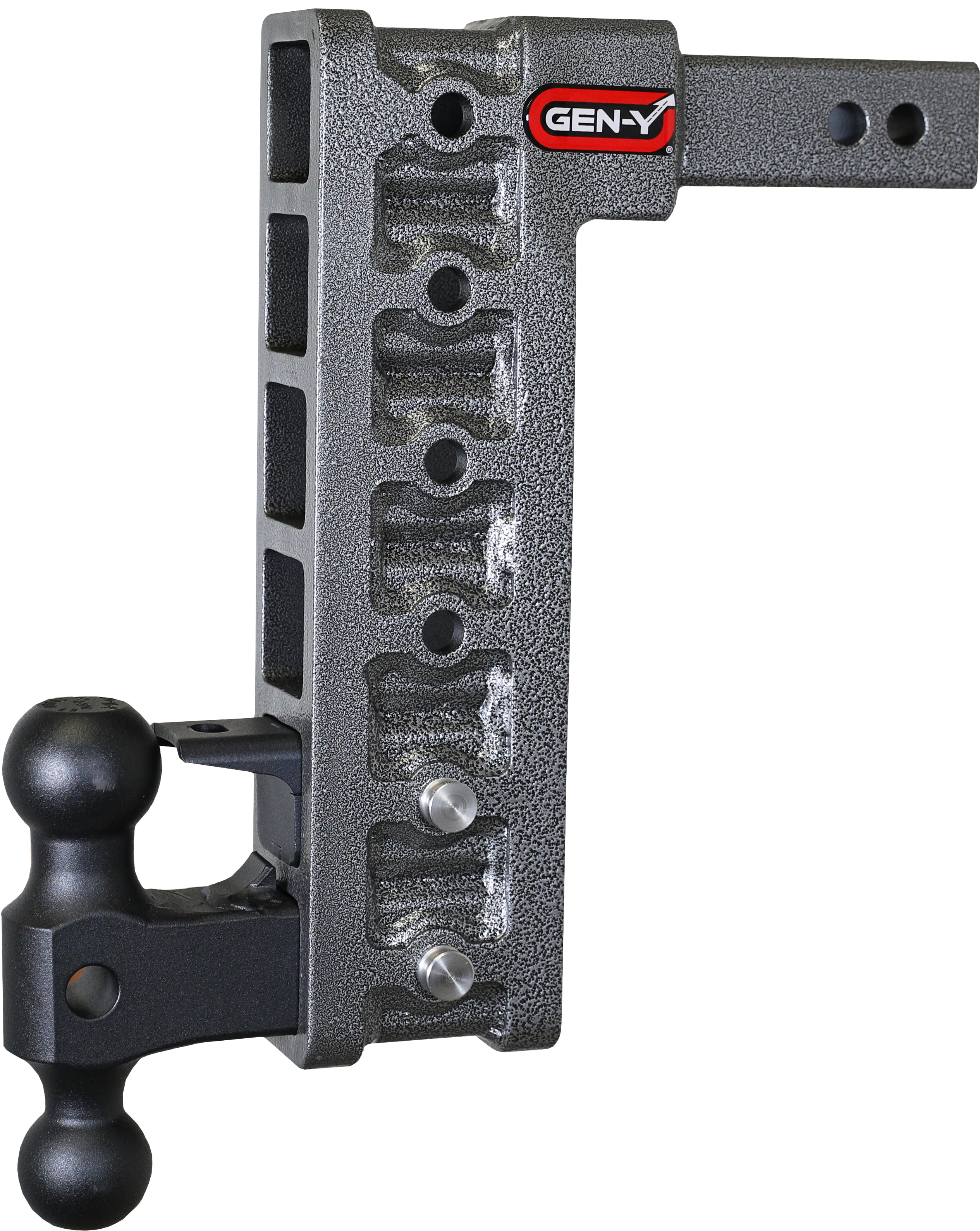 GEN-Y Hitch MEGA-DUTY 2" Shank 12.5" Drop 2K TW 16K Hitch & Dual-Ball & Pintle Lock (Stabilizer Kit Recommended:)