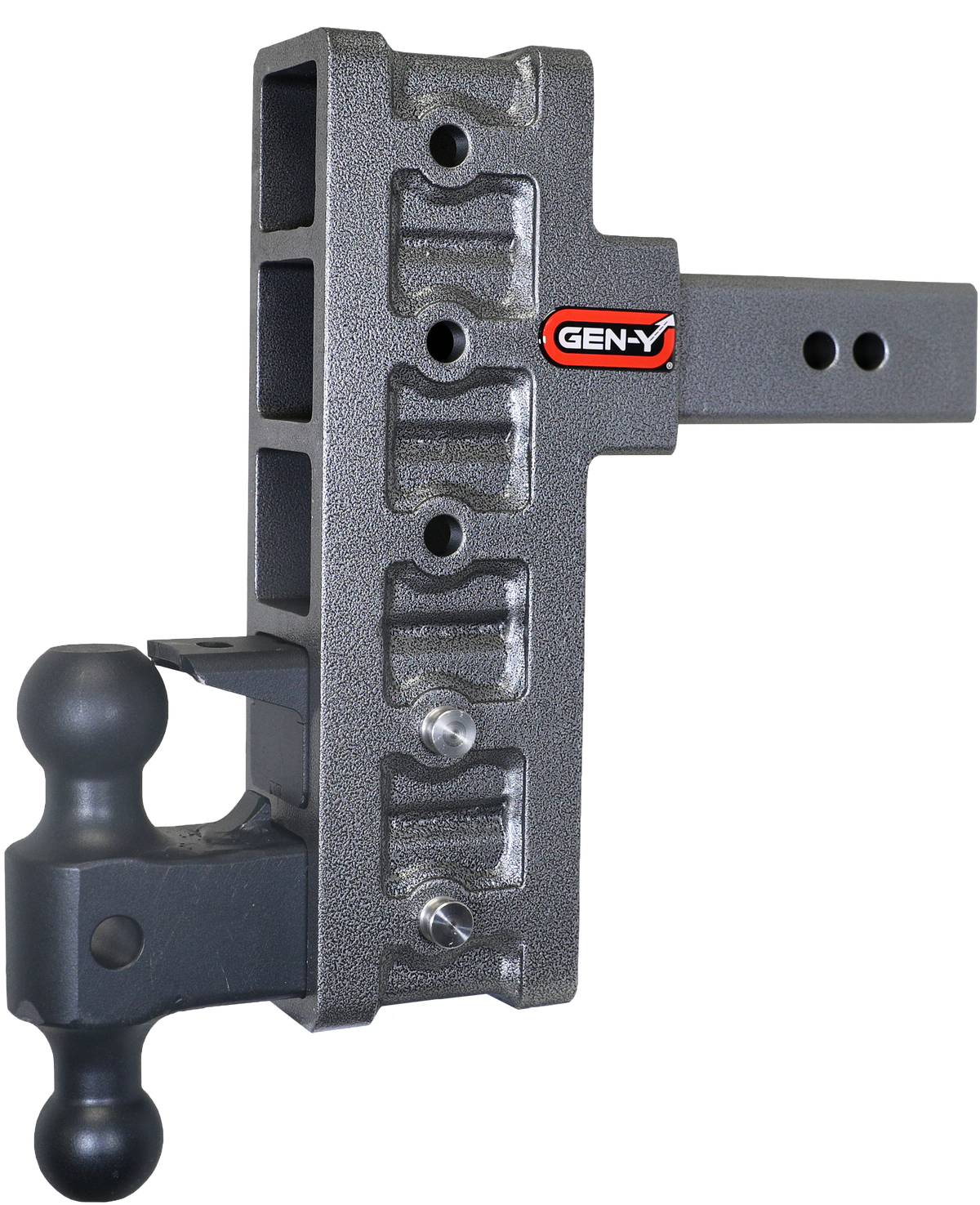 GEN-Y Hitch MEGA-DUTY 2.5" Offset Shank 3" Rise 9" Drop 3K TW 21K Hitch & Dual-Ball & Pintle Lock