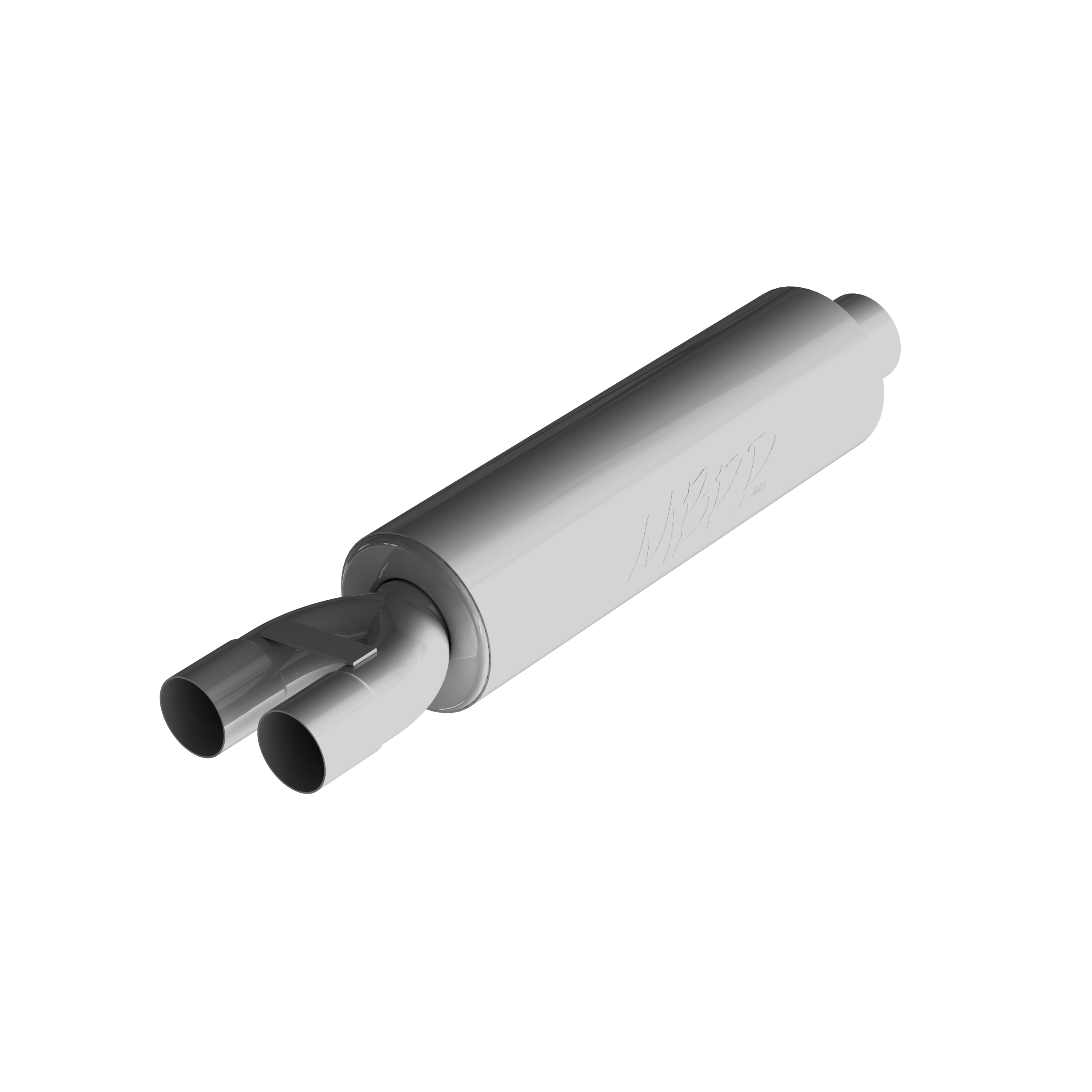 3 Inch Exhaust Pipe ID Inlet/Dual 2.5 Inch ID Outlet 30 Inch Chambered Muffler Aluminized Steel MBRP