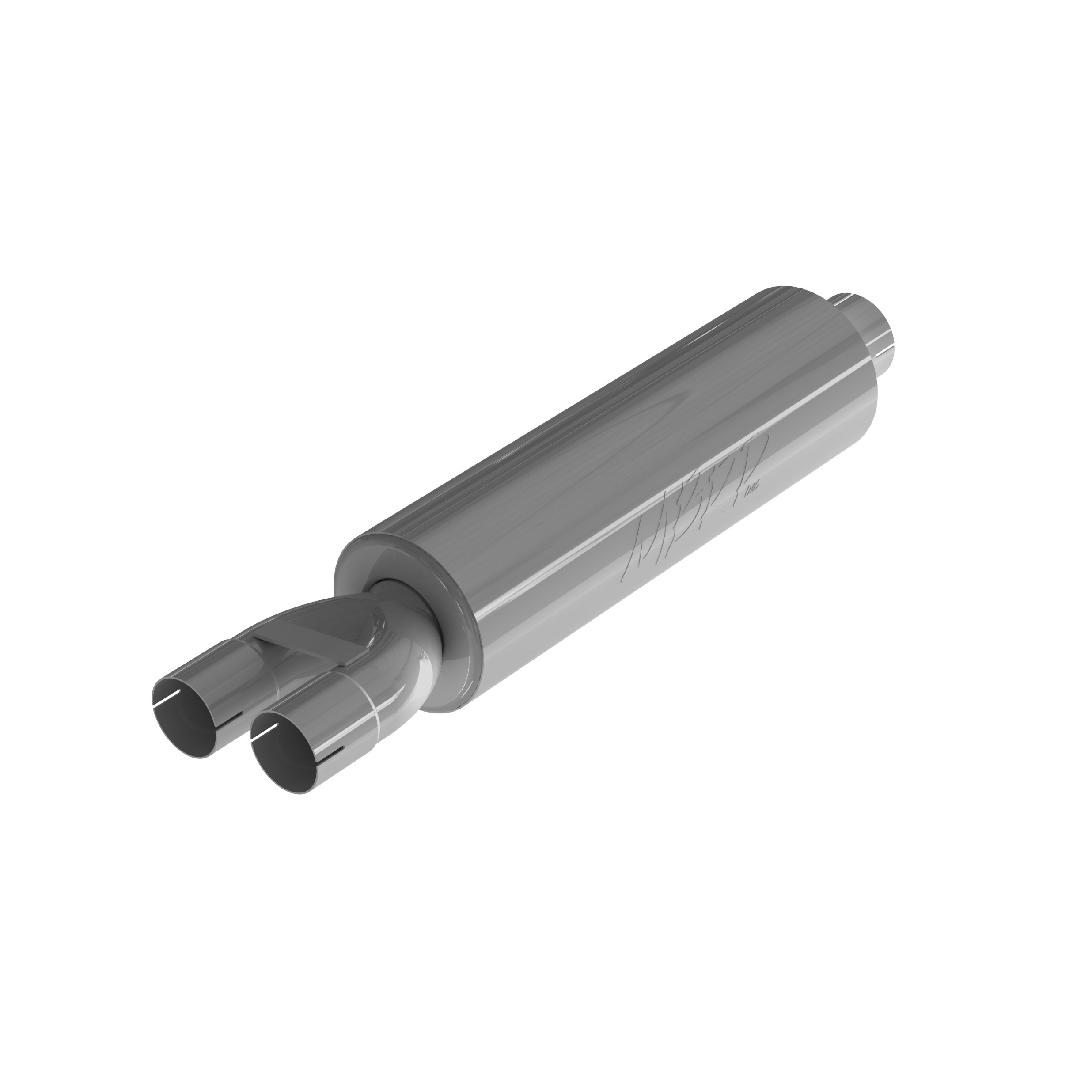 3 Inch Exhaust Pipe ID Inlet/Dual 2.5 Inch ID Outlet 30.5 Inch Chambered Muffler T409 Stainless Steel MBRP
