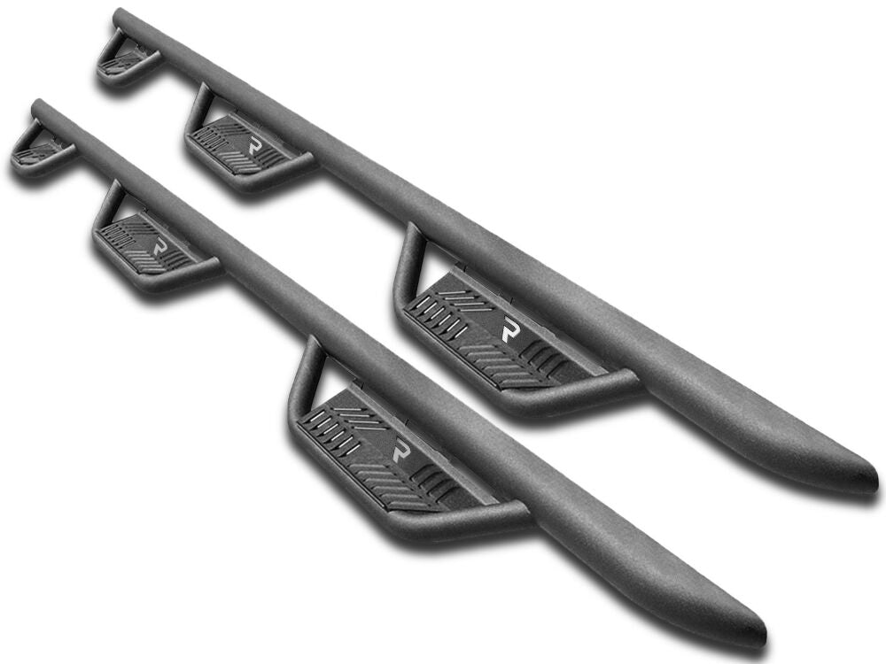 Podium Step LG Wheel-to-Wheel with Bed Access (3 Steps per Side) 3 Inch Main Tube Diameter 2015.5-2018 (2019-2024 Classic) Ram 1500/2020-2025 2500/3500 6 Foot 4 Inch Bed Crew Cab Textured Black NFab
