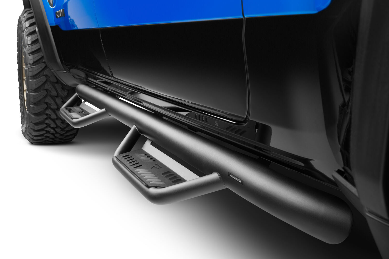 Podium Step LG Cab Length (2 Steps per Side) 3 Inch Main Tube Diameter 2019-2025 (New Body Style) Ram 1500 Crew Cab Textured Black NFab