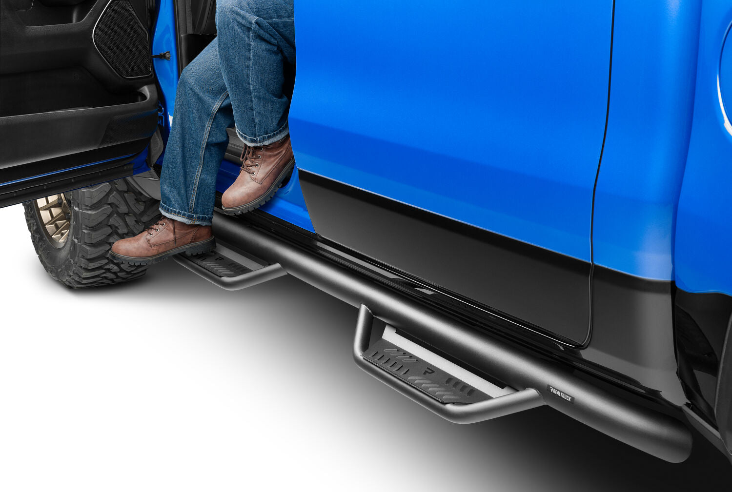 Podium Step LG Cab Length (2 Steps per Side) 3 Inch Main Tube Diameter 2019-2025 (New Body Style) Ram 1500 Crew Cab Textured Black NFab
