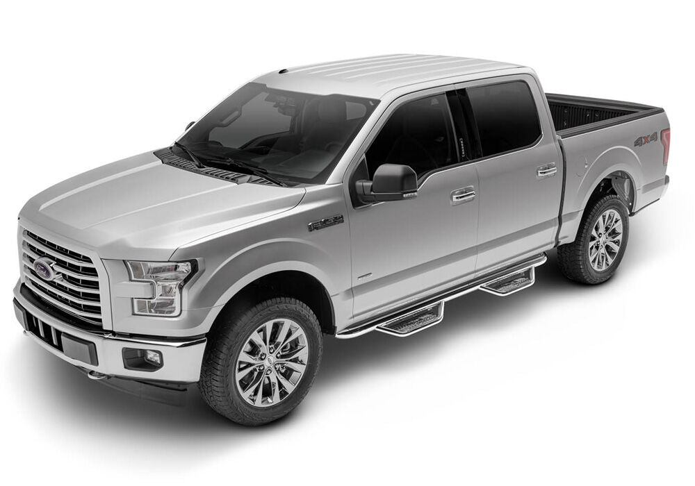 Podium Step SS Cab Length (2 Steps per Side) 3 Inch Main Tube Diameter 2009-2014 Ford F-150 SuperCrew Polished Stainless NFab