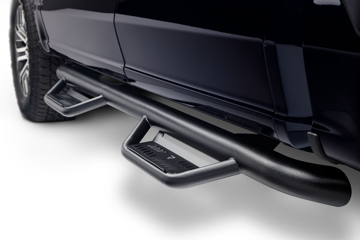Podium Step LG Cab Length (2 Steps per Side) 3 Inch Main Tube Diameter 2015-2025 Ford F-150/2017-2025 Raptor Super Crew/2017-2025 F-250/F-350/F-450 Crew Textured Black NFab