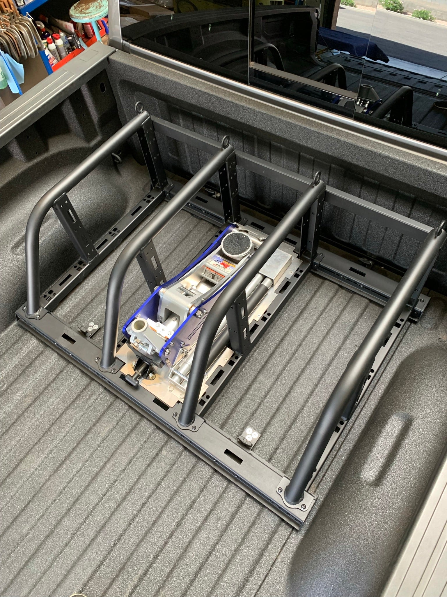 Foutz Motorsports Dual Tire Carrier Quick Release Modular Bed Organizer