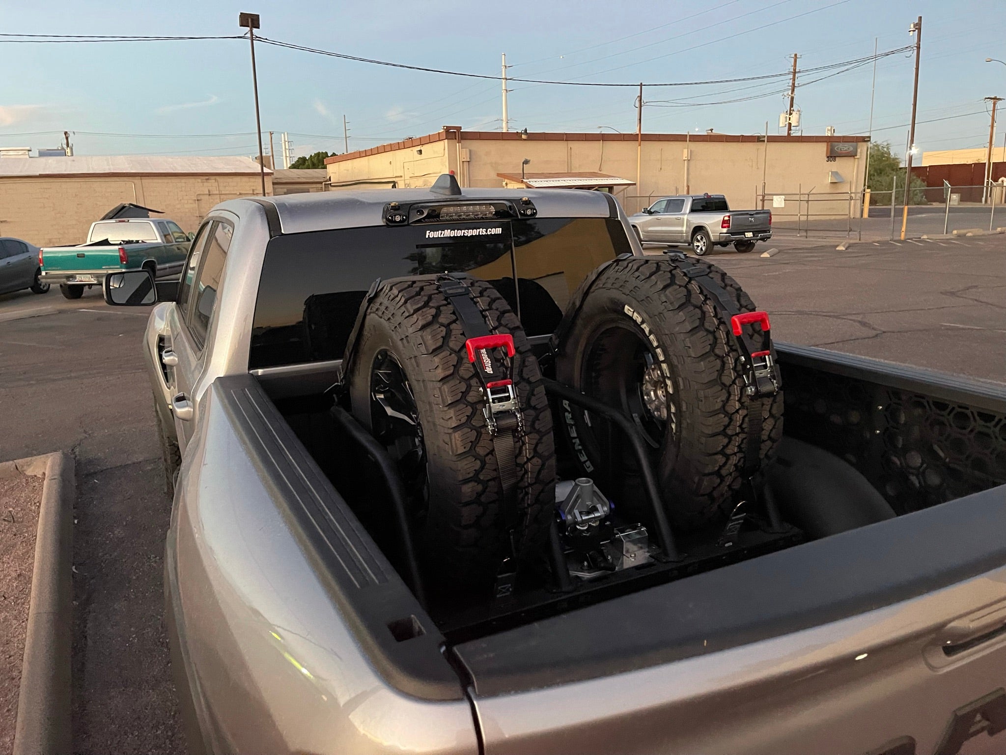 Foutz Motorsports Dual Tire Carrier Quick Release Modular Bed Organizer