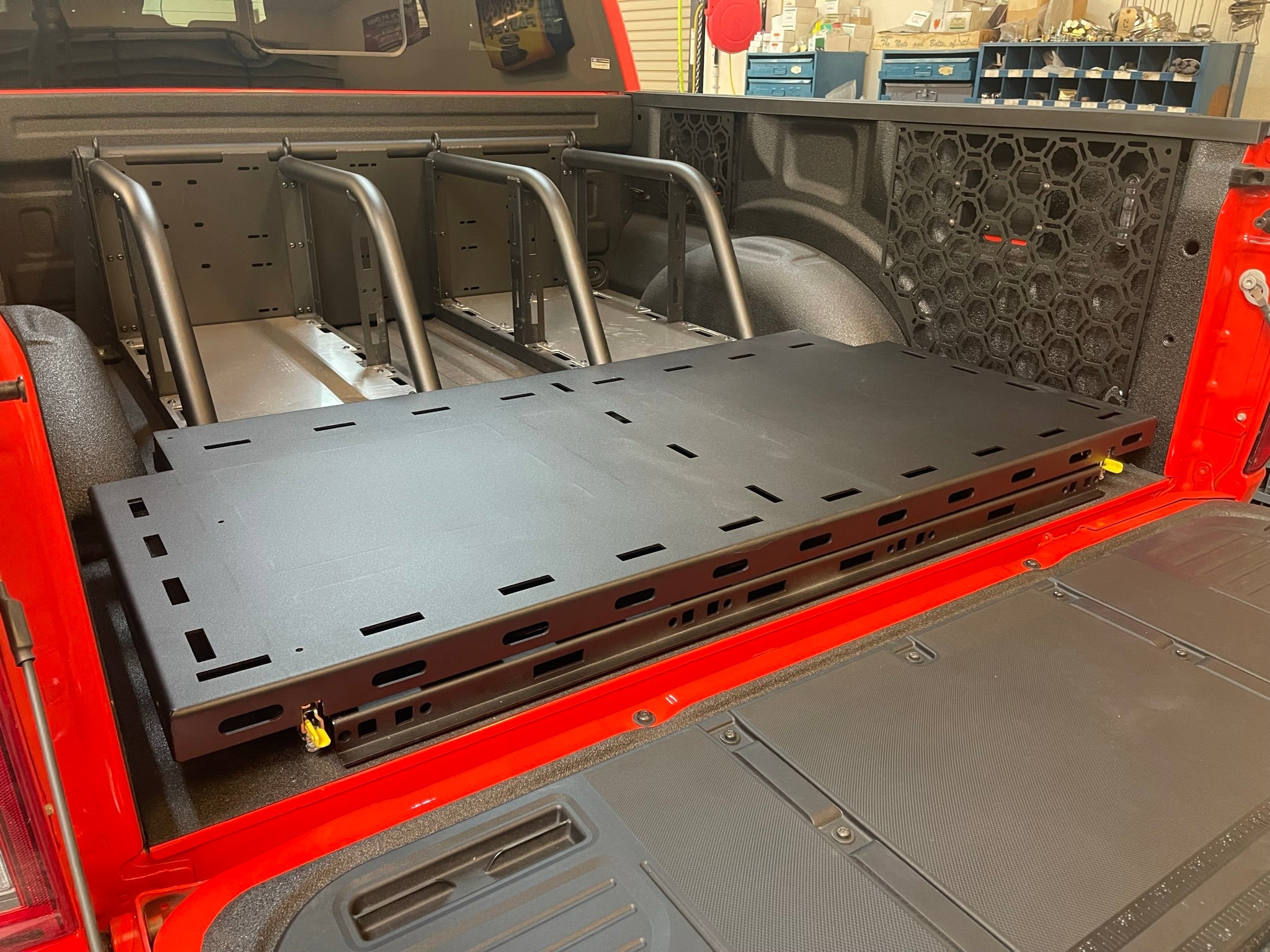 Foutz Motorsports Modular Bed Organizer with Slide Out Cargo Tray 2017-2024 Ford F-150 Raptor 2023-2024 Ford F-150 Raptor R