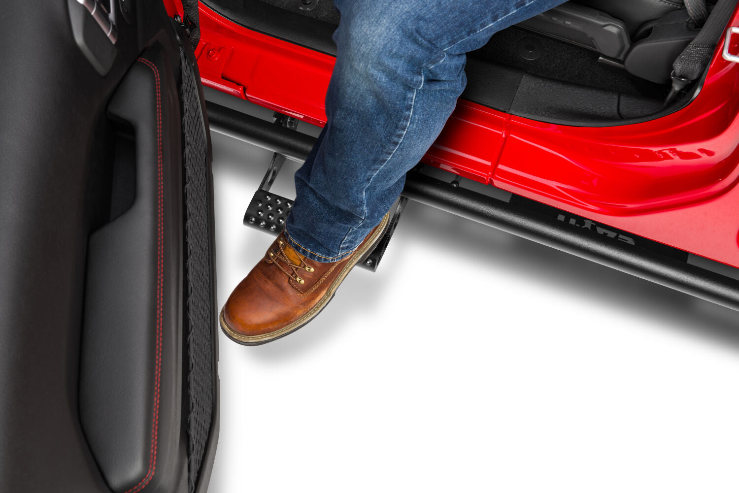 RKR Step System Full Length (1 Step Mount/1 Step per Side) 1.75 Inch Rails 2018-2026 Jeep Wrangler JL 2-Door Textured Black NFab