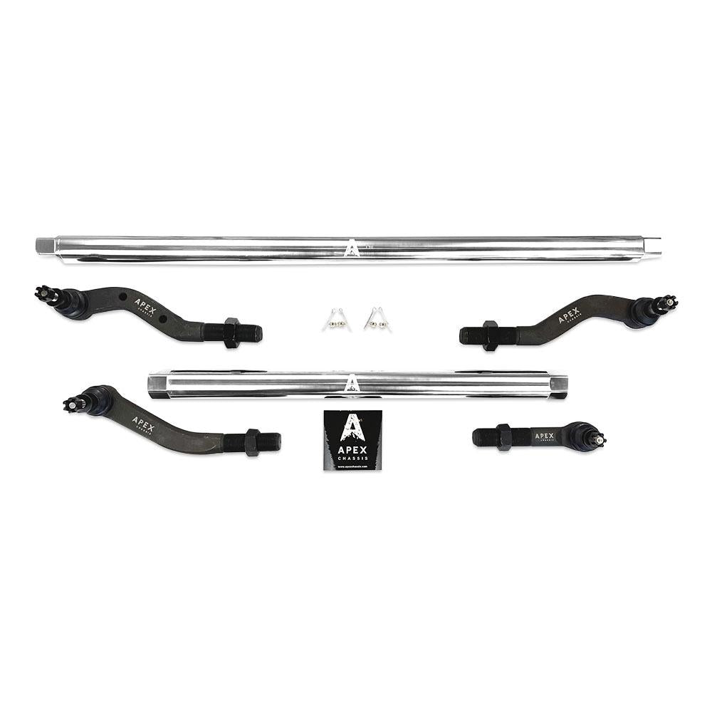 Heavy Duty Polished Aluminum Tie Rod and Drag Link Axle Swap Kit Currie 72.5 Inch Jeep JL-JT 2.5T Note: This No-Flip kit is for Axle Upgrade Options Only Apex Chassis