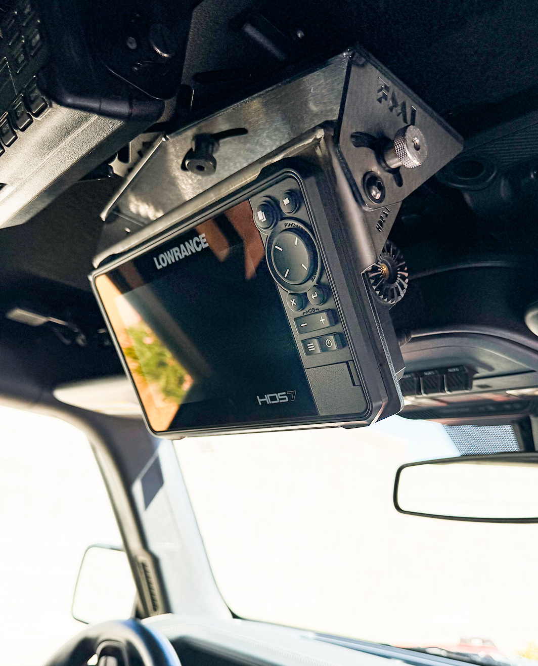 Foutz Motorsports Fold Down Lowrance HDS7-LIVE GPS Mount - Roof Mount 2022-2026 Ford Bronco Raptor 2021-2026 Ford Bronco