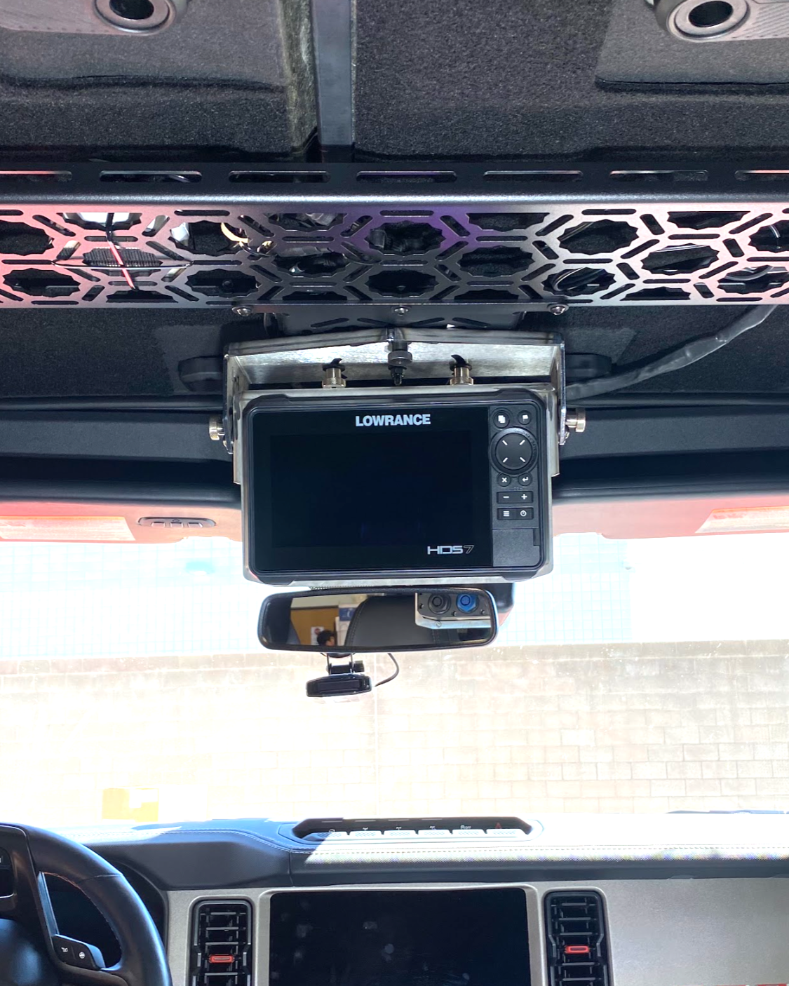 Foutz Motorsports Fold Down Lowrance HDS7-CARBON GPS Mount - Roof Mount 2022-2026 Ford Bronco Raptor 2021-2026 Ford Bronco