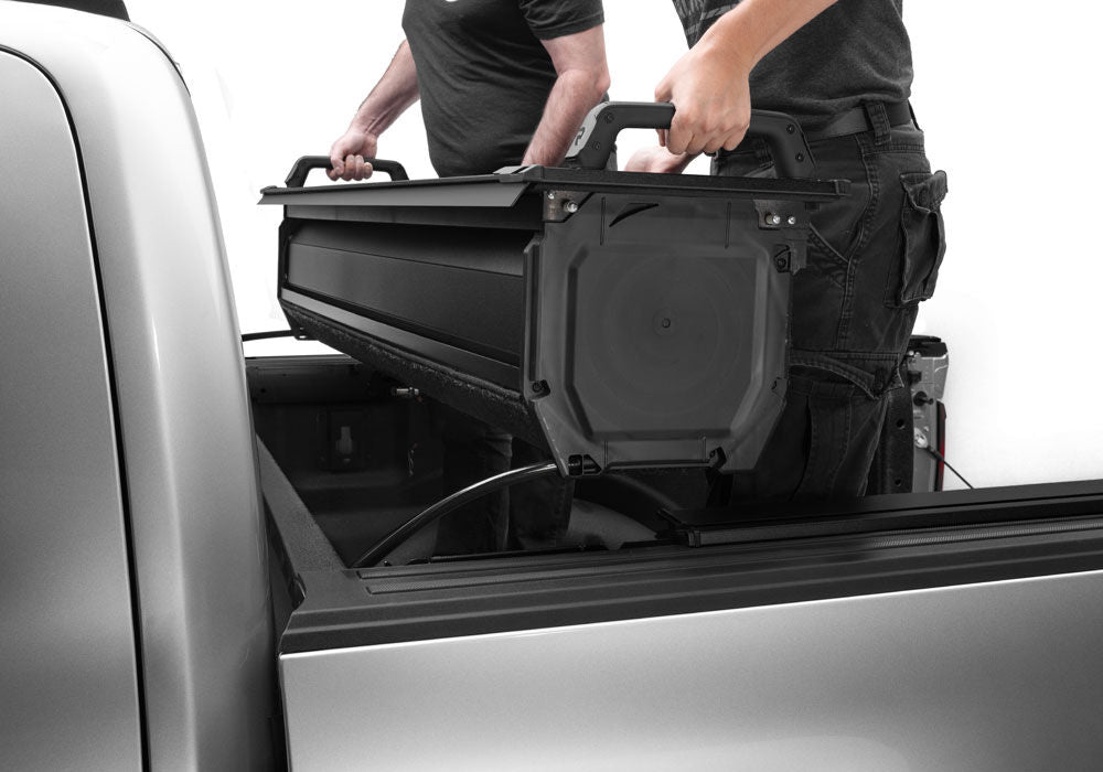 RetraxPRO with EZ-Off FRC-4000 Retractable Tonneau Cover Industrial Strength Aluminum Construction 2022-2026 Toyota Tundra CrewMax 5' 7 inch Bed with Deck Rail System without Trail Special Edition Storage Boxes